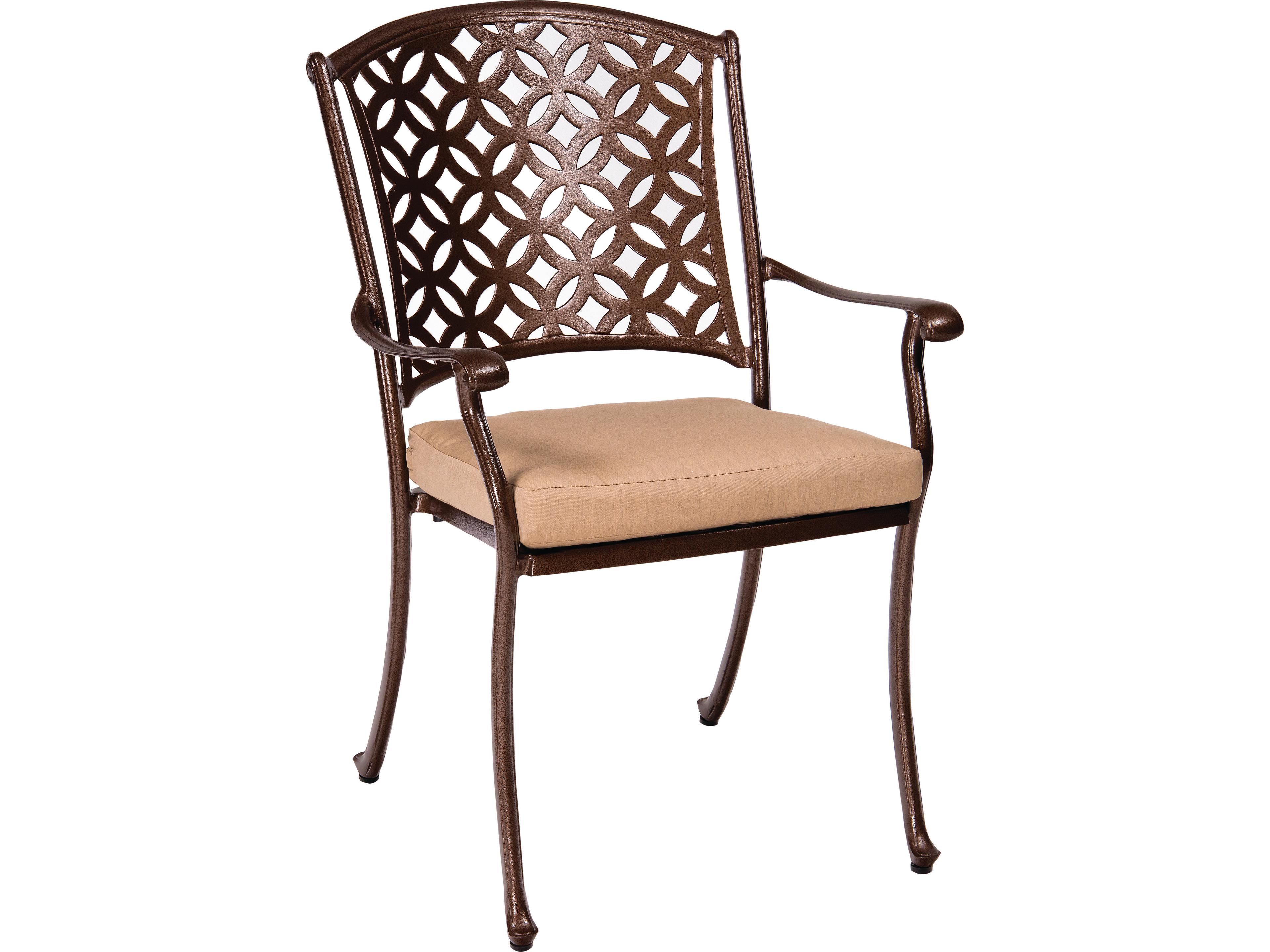 Woodard Casa Cast Aluminum Outdoor Patio Dining Arm Chair with Cushion