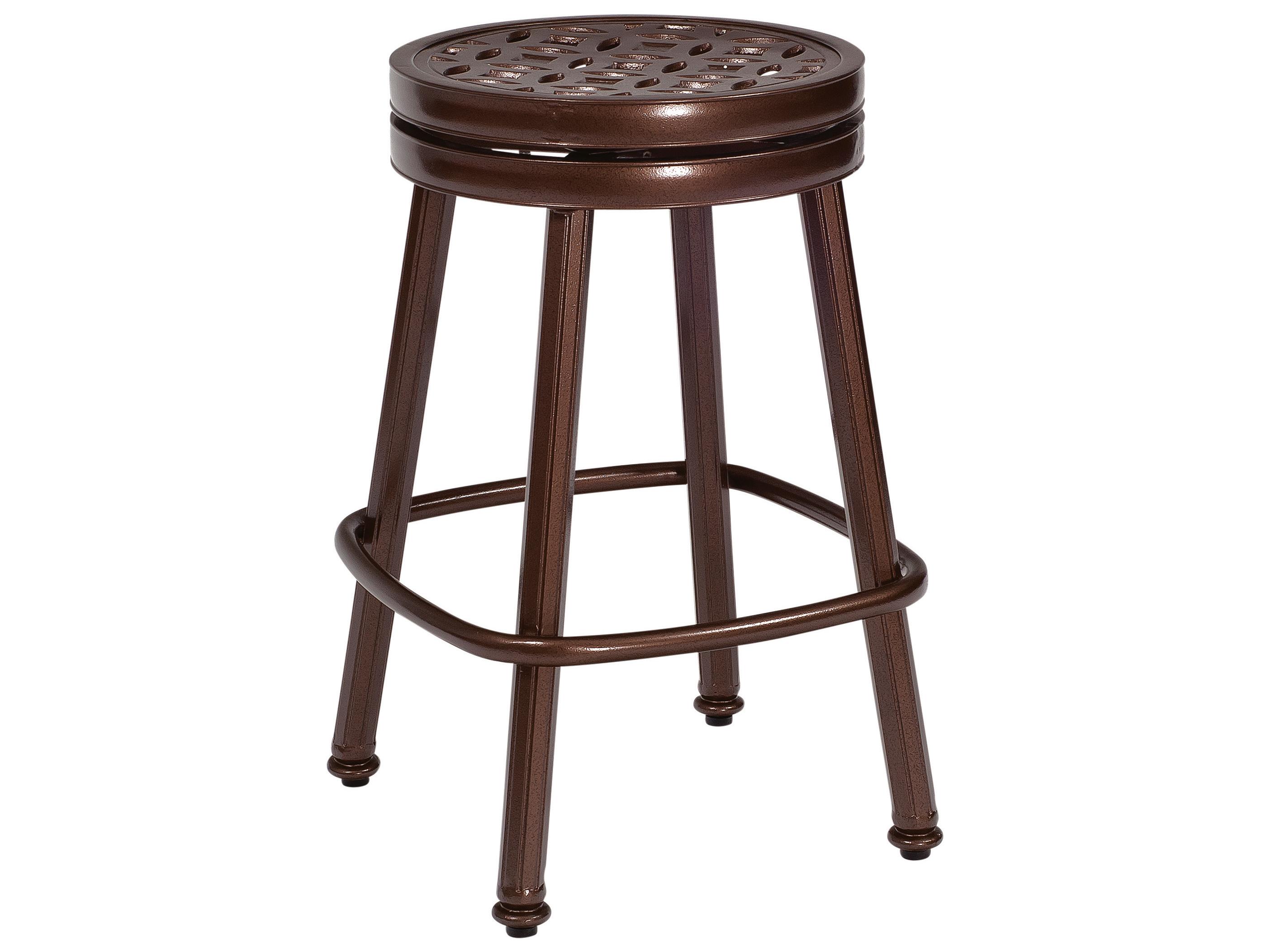 Woodard Casa Cast Aluminum Round Swivel Outdoor Counter Stool with Cushion