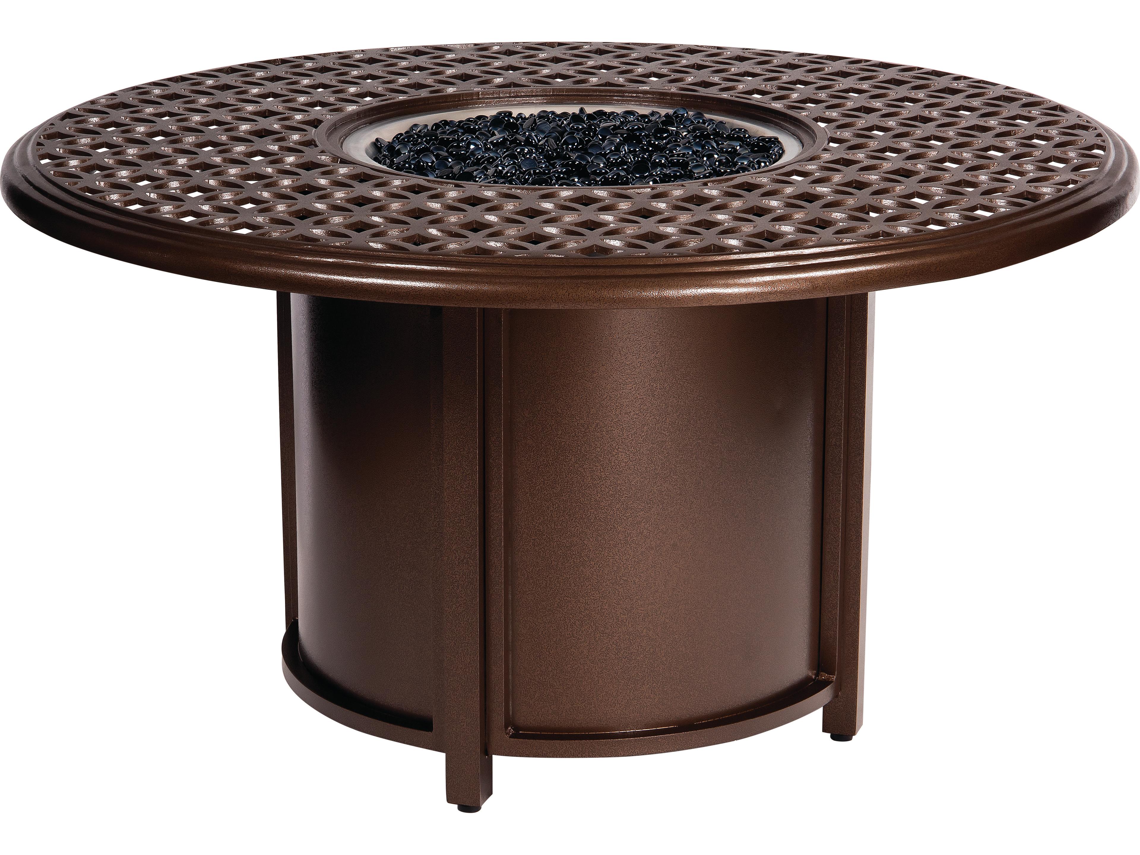 Woodard Casa Cast Aluminum Round Chat Height Outdoor Patio Fire Pit Table