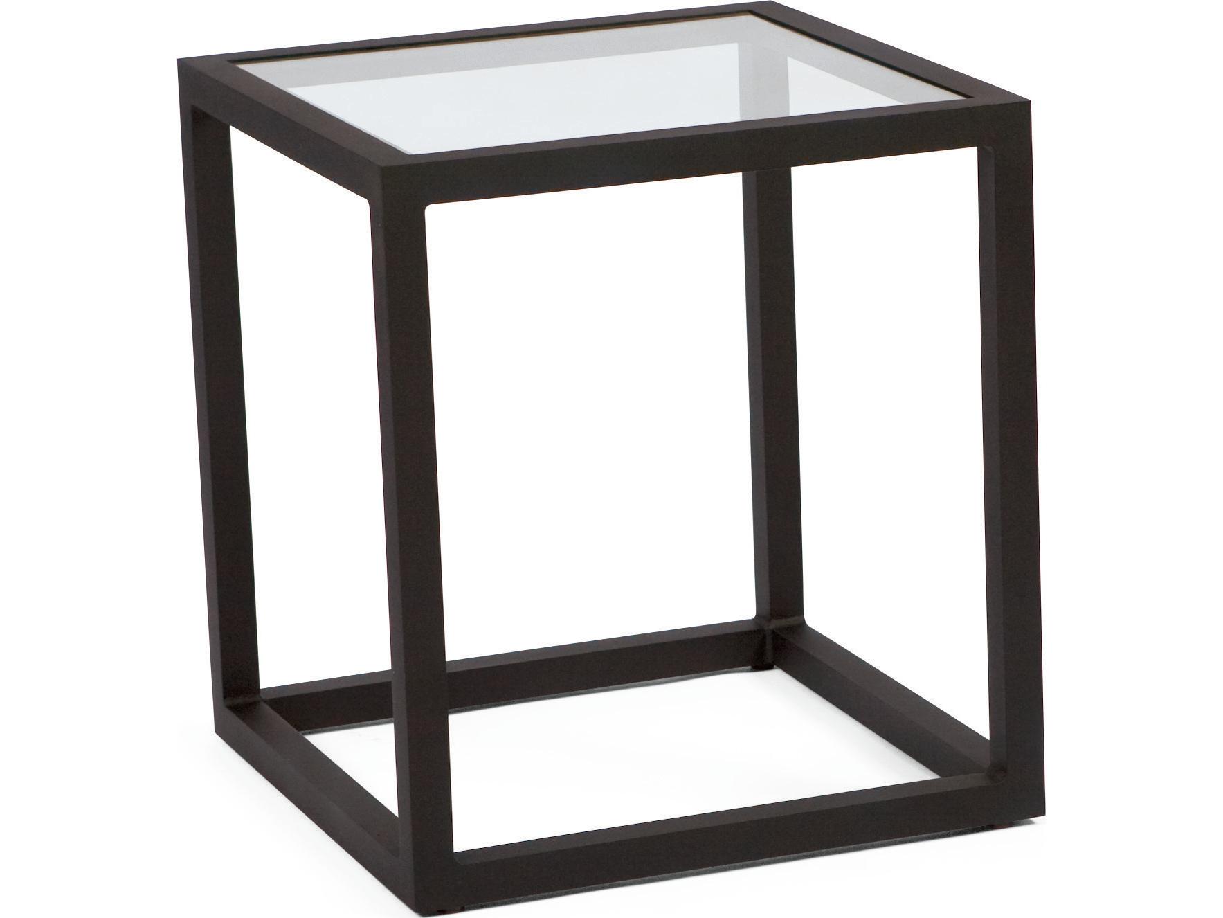 Woodard Salona By Joe Ruggiero Aluminum Square Glass Top Outdoor End Table