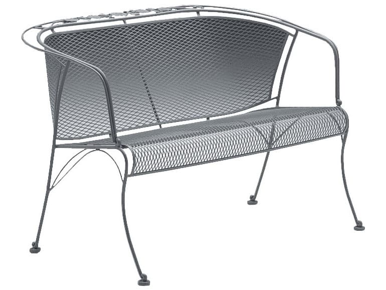 Woodard Briarwood Wrought Iron Barrel Outdoor Patio Loveseat with Cushion