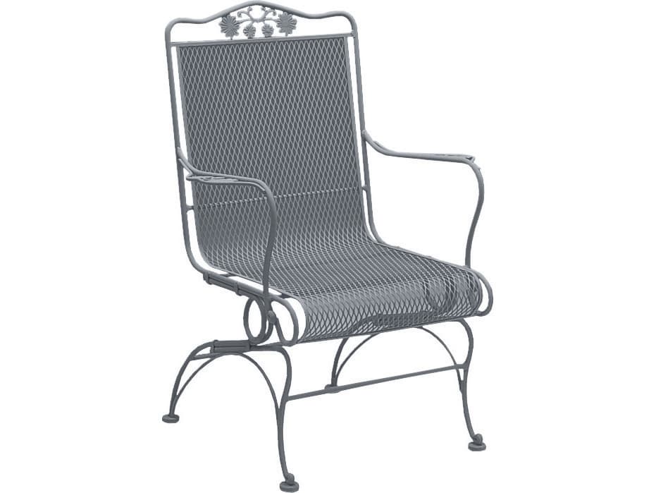 Woodard Briarwood Wrought Iron High Back Coil Spring Outdoor Lounge Chair