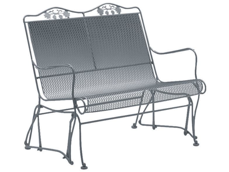 Woodard Briarwood Wrought Iron High Back Gliding Patio Loveseat with Cushion