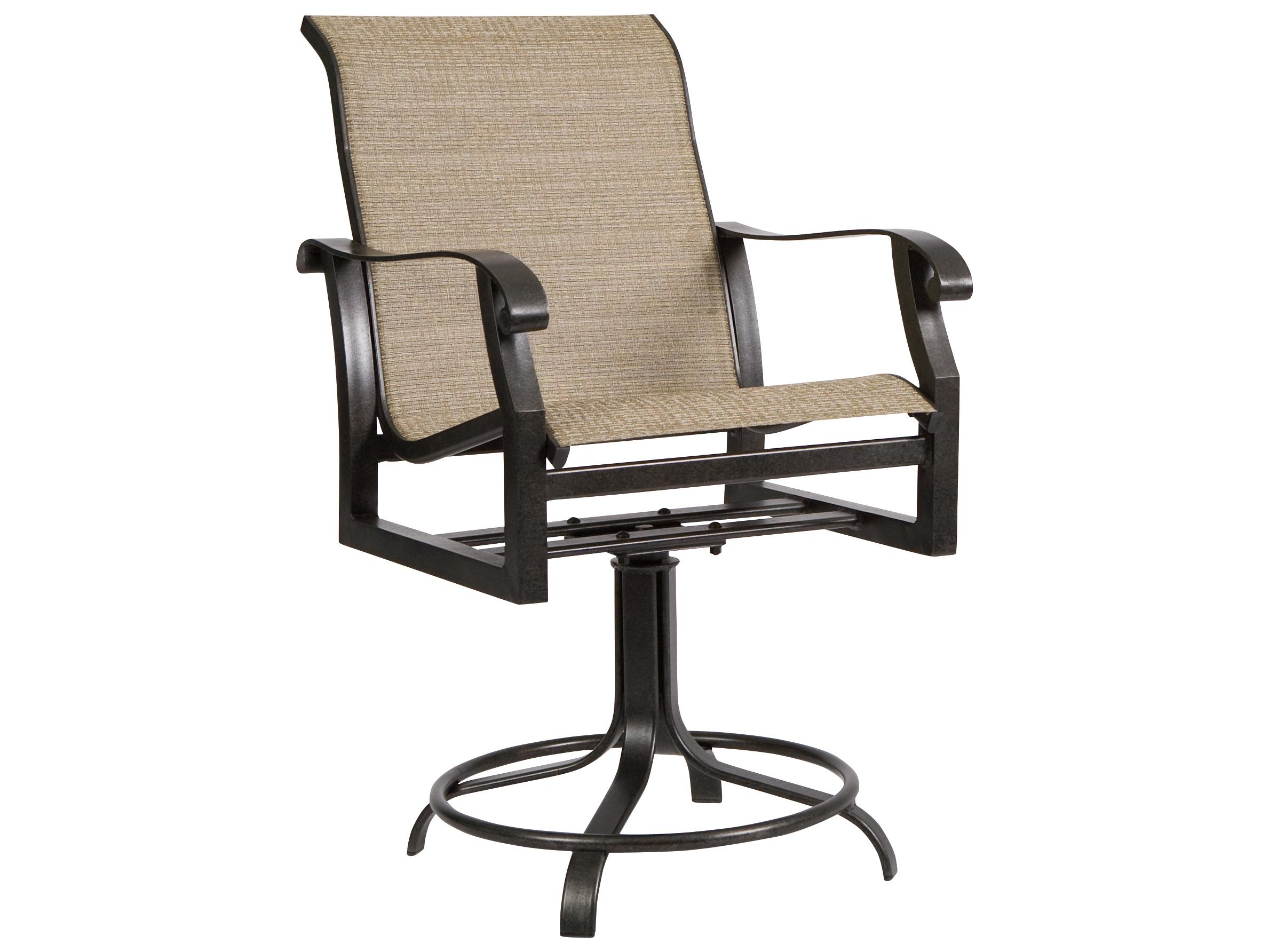 Woodard Cortland Sling Aluminum Swivel Outdoor Patio Counter Stool