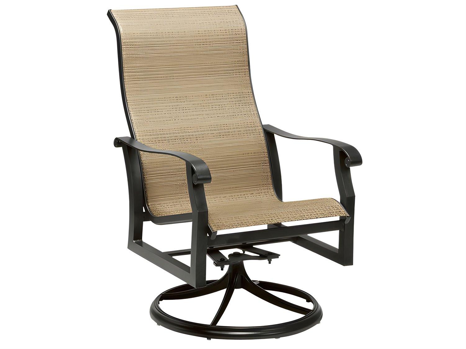 Woodard Cortland Sling Aluminum High Back Swivel Rocker Outdoor Patio Dining Arm Chair