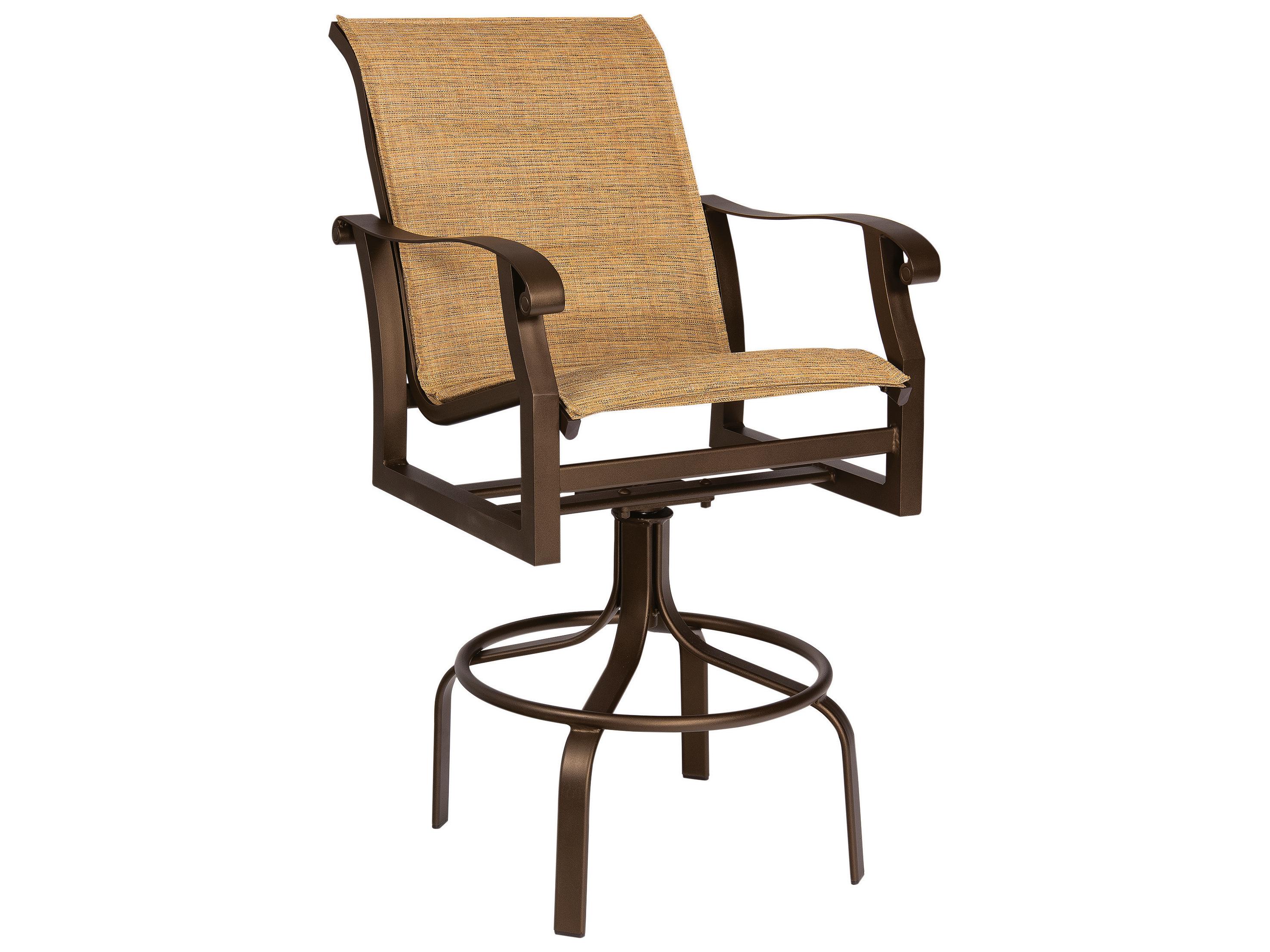 Woodard Cortland Padded Sling Aluminum Swivel Outdoor Bar Stool
