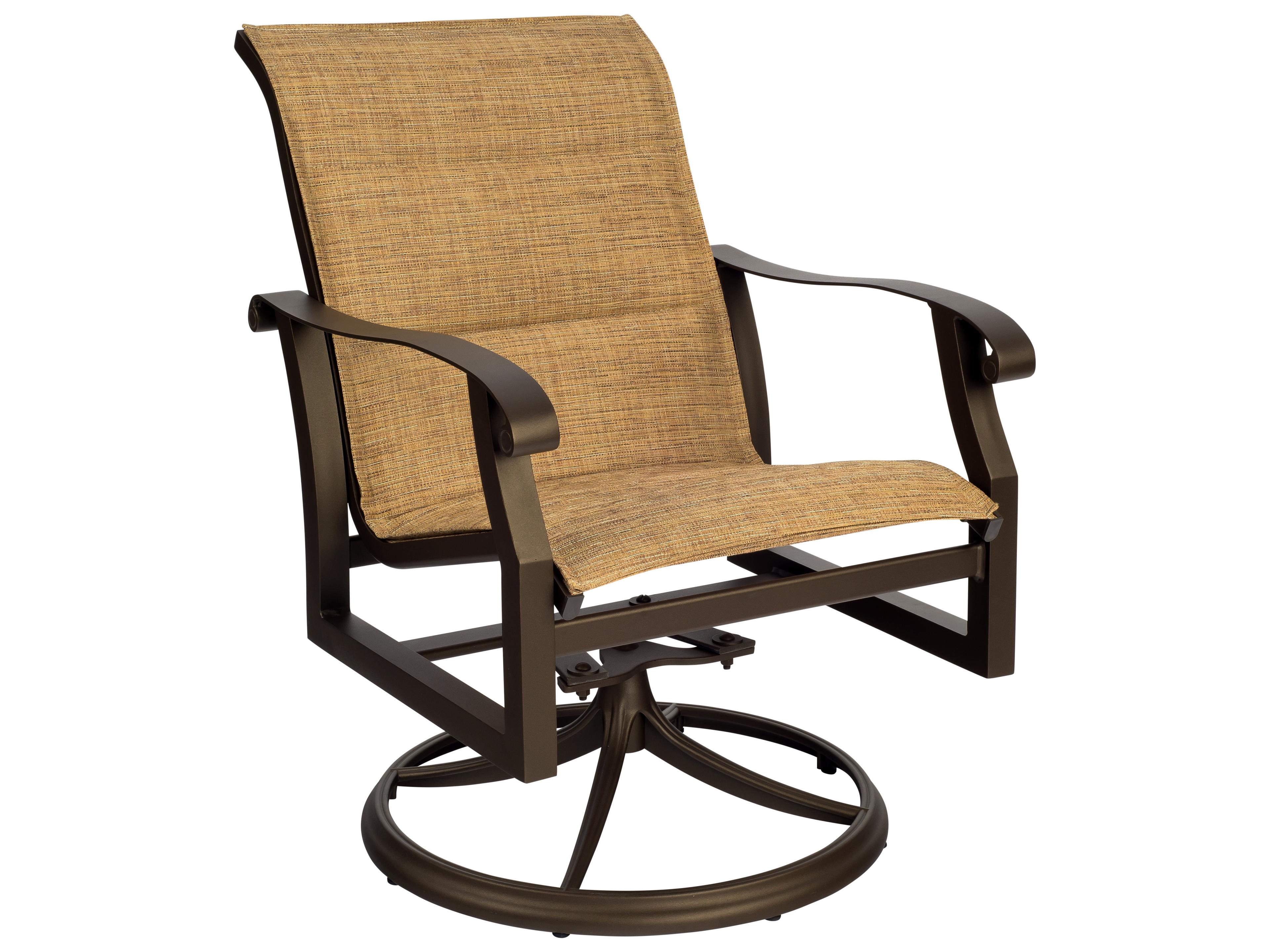 Woodard Cortland Padded Sling Aluminum Swivel Rocker Outdoor Patio Lounge Chair