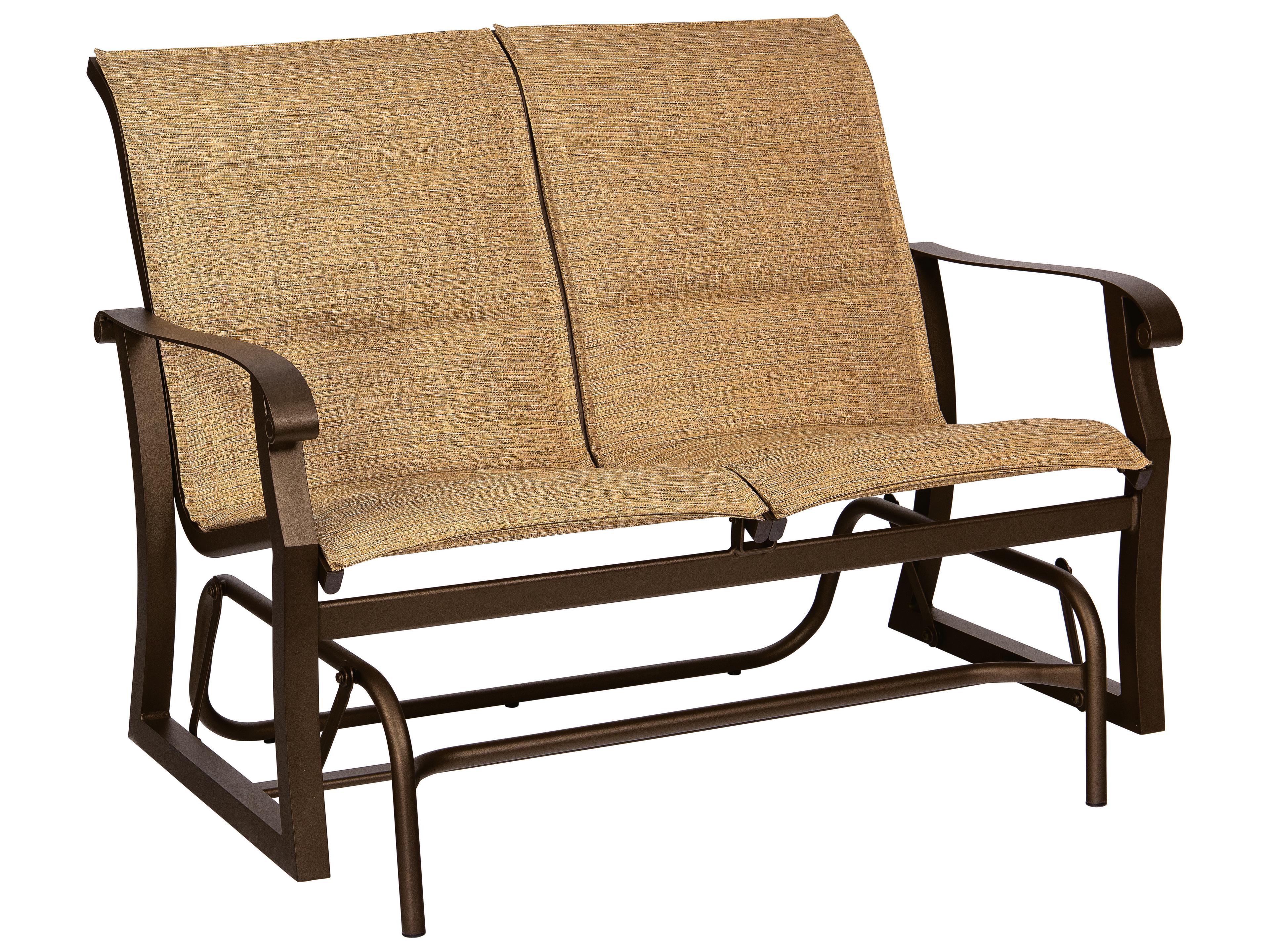 Woodard Cortland Padded Sling Aluminum Glider Outdoor Patio Loveseat