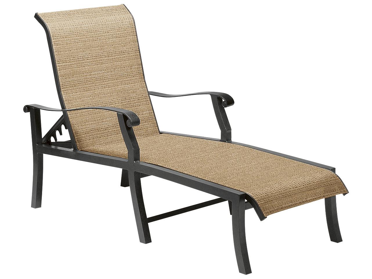 Woodard Cortland Sling Aluminum Adjustable Outdoor Patio Chaise Lounge