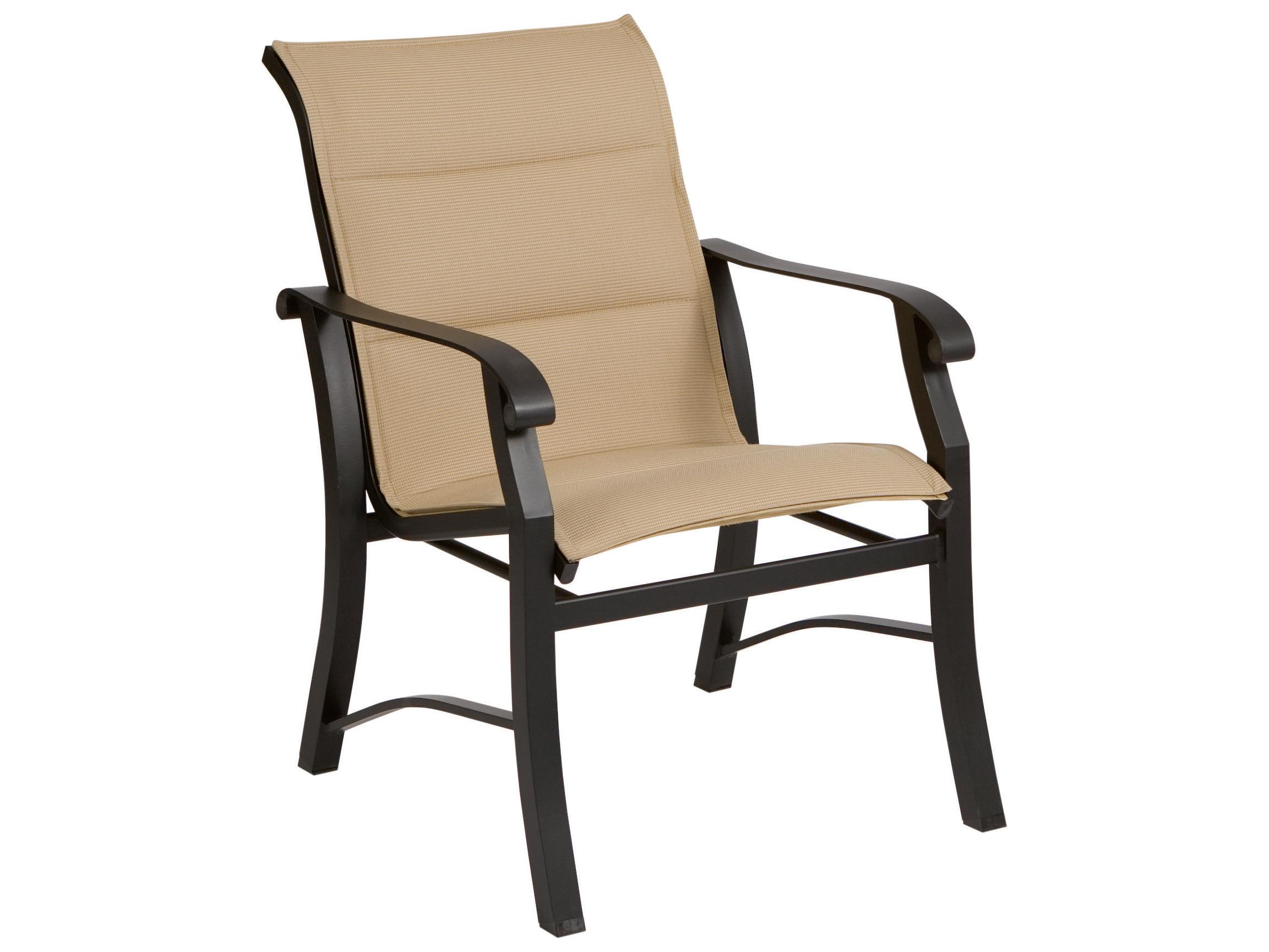 Woodard Cortland Padded Sling Aluminum Patio Dining Arm Chair