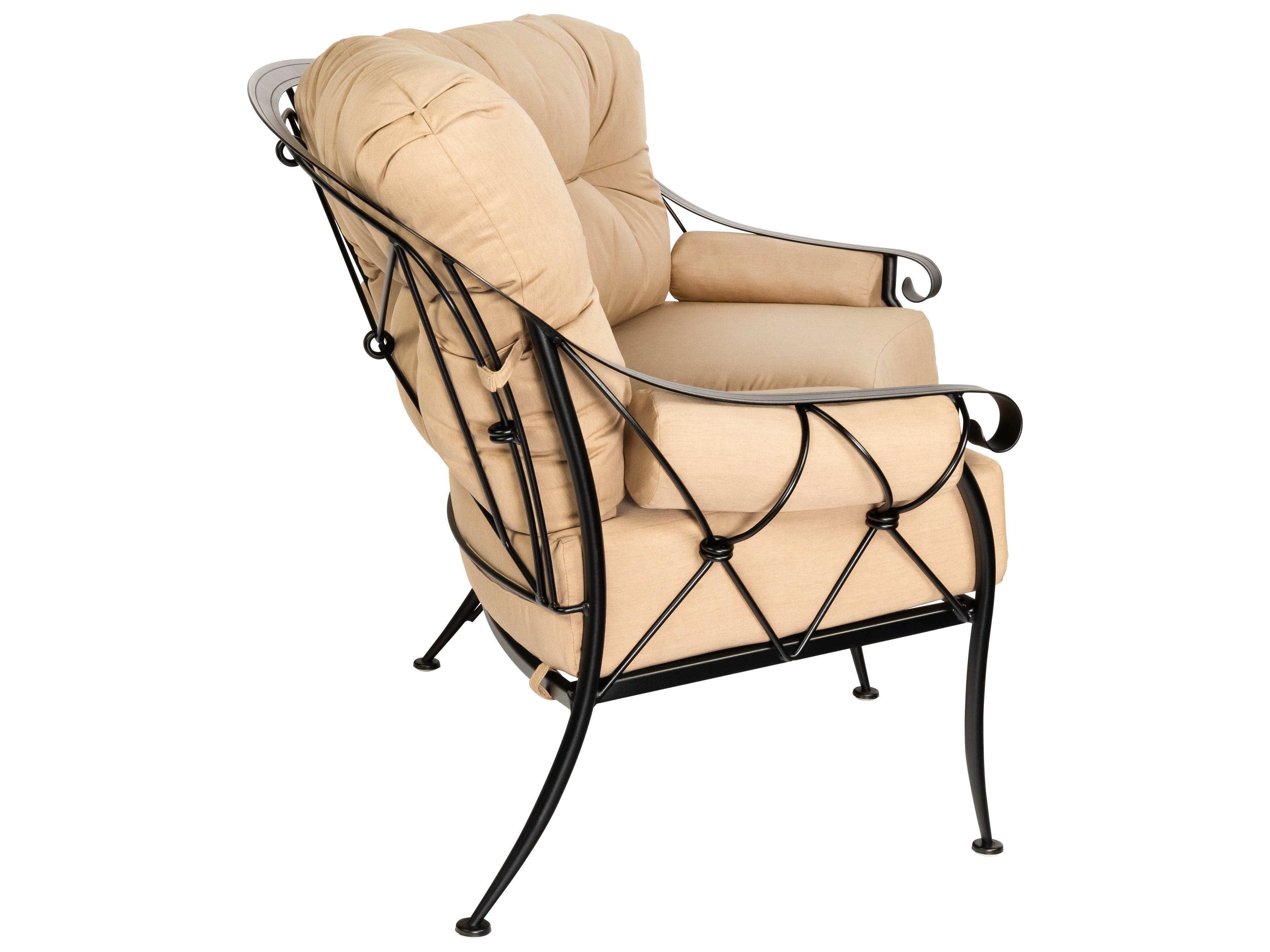 Woodard Derby Cushion Wrought Iron Crescent Outdoor Loveseat