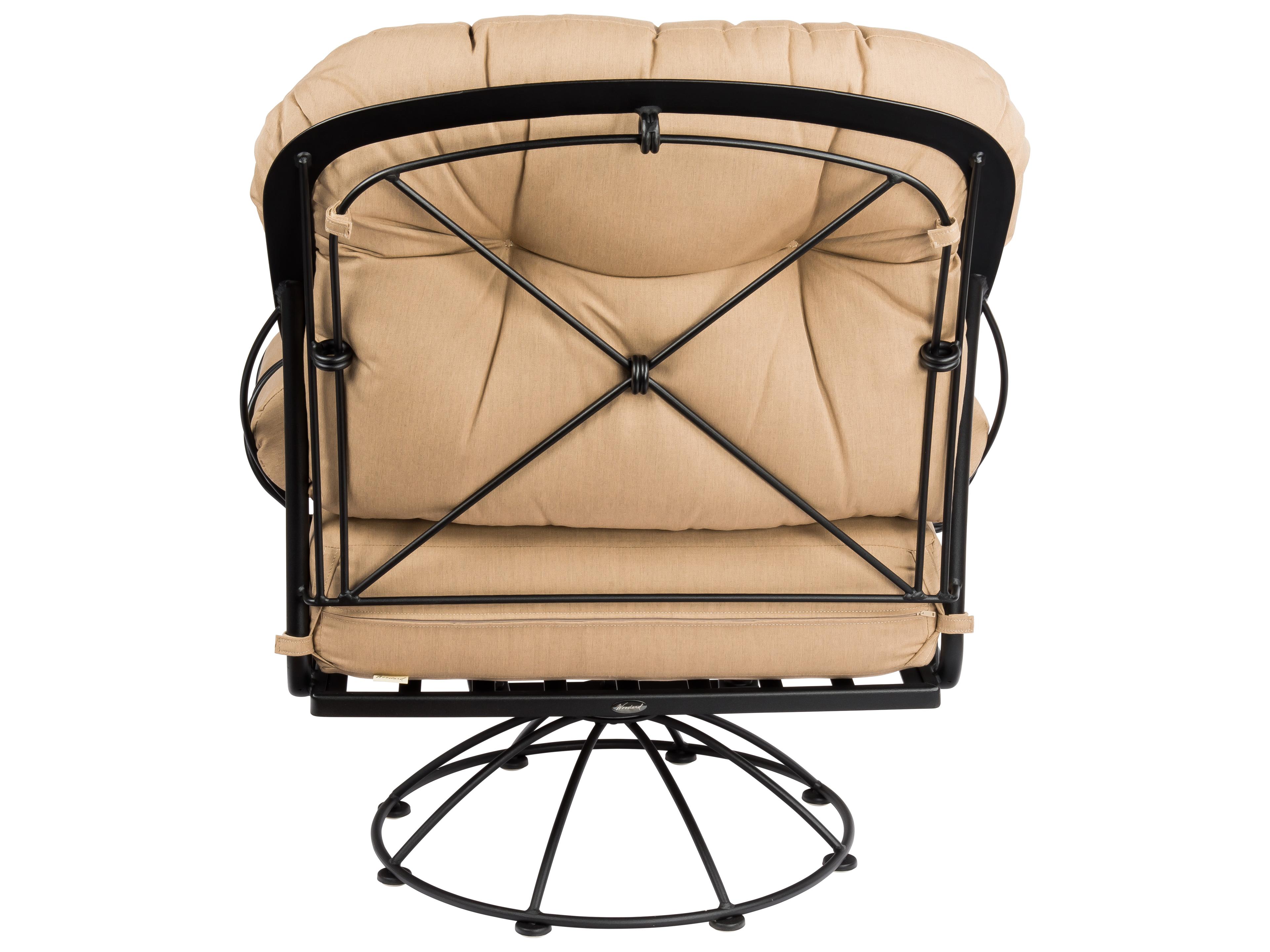 Woodard Derby Cushion Wrought Iron Swivel Rocker Outdoor Patio Lounge Chair