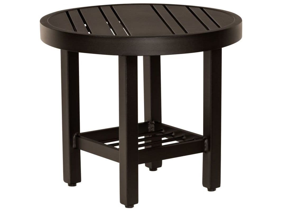 Woodard Tri-slat Aluminum Round Patio End Table