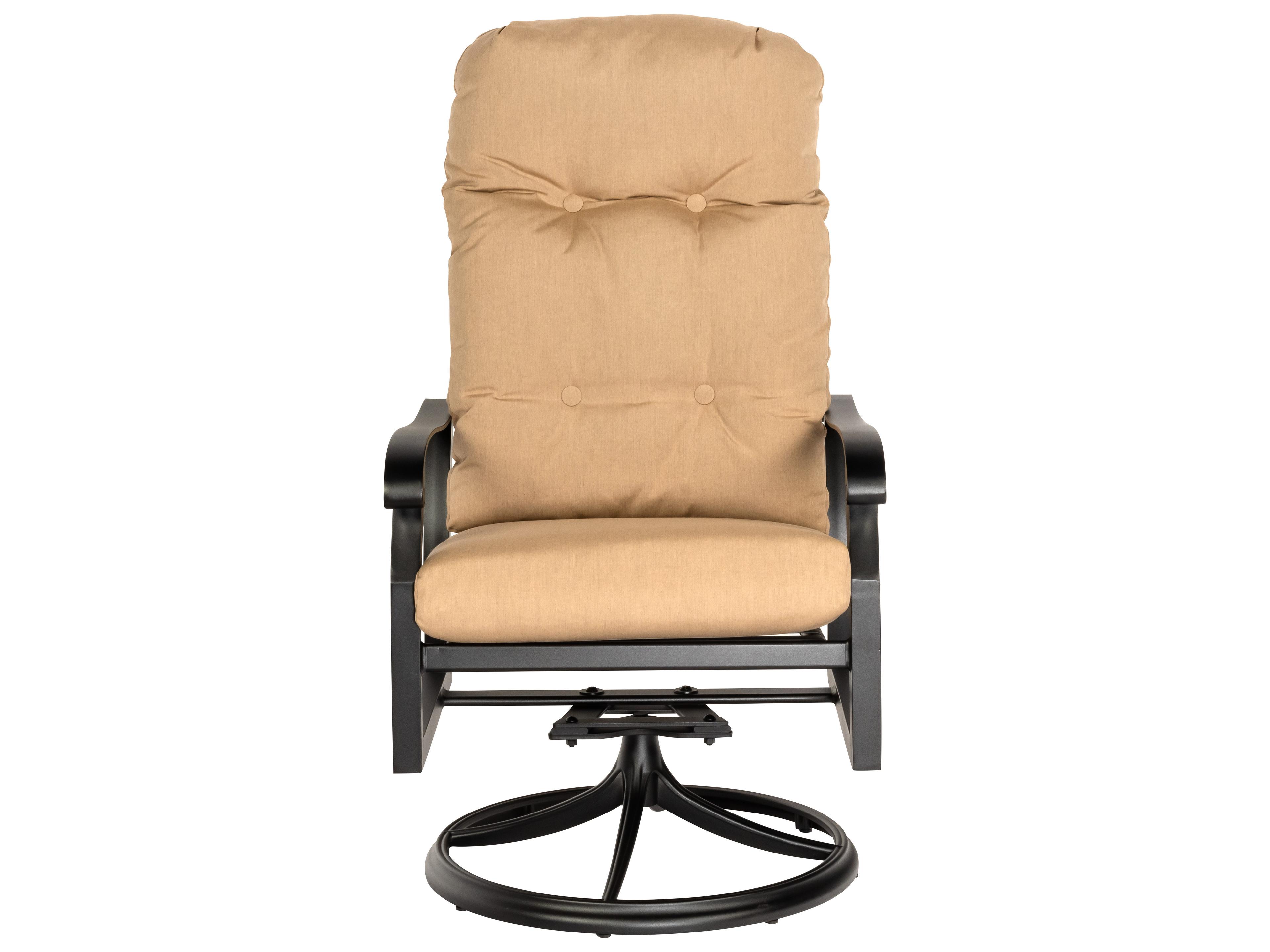 Woodard Cortland Cushion Aluminum High Back Swivel Rocker Outdoor Dining Arm Chair