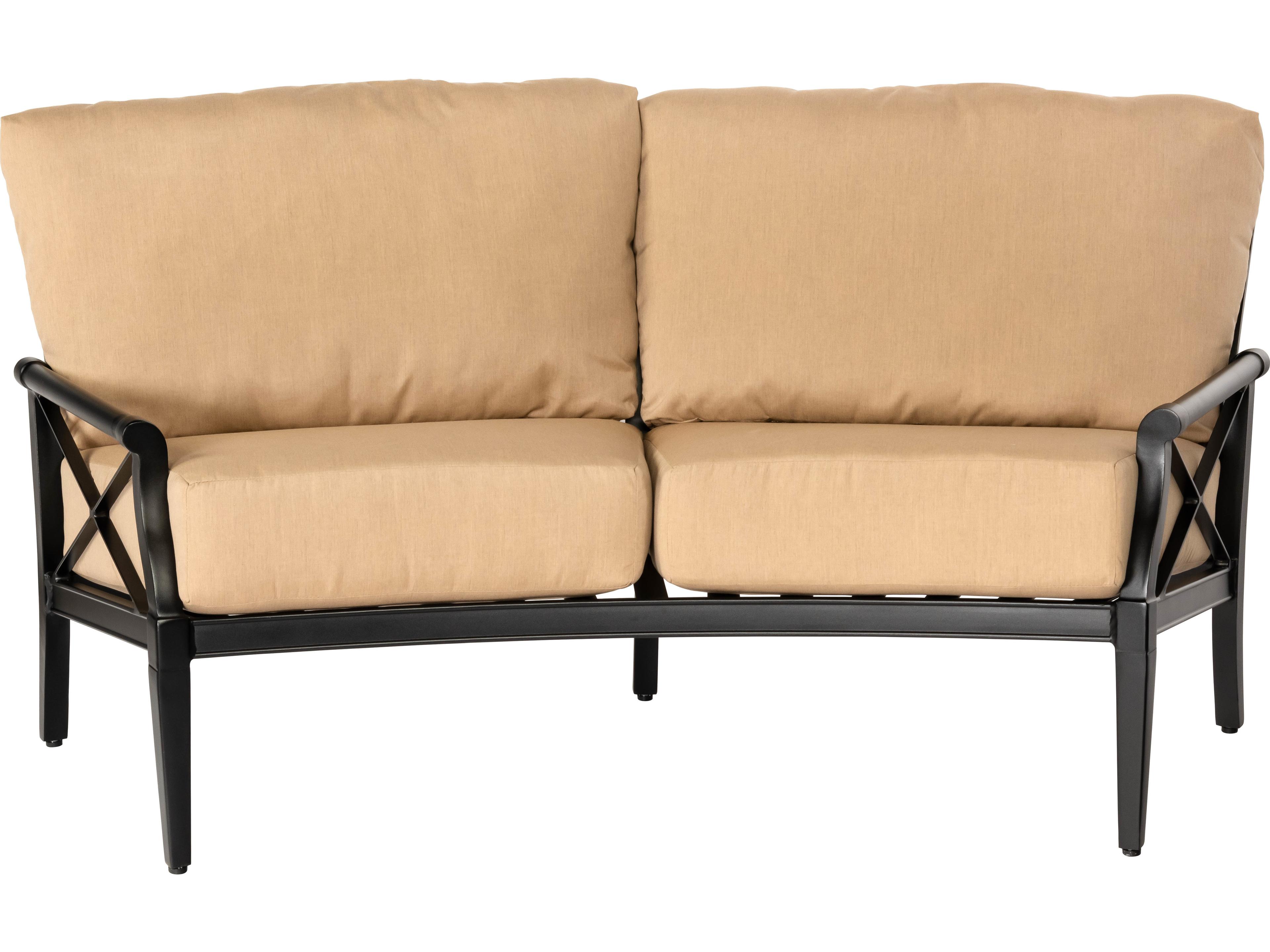 Woodard Andover Cushion Aluminum Crescent Outdoor Patio Loveseat