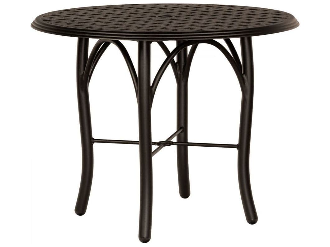Woodard Thatch Aluminum Round Patio Bistro Table with Umbrella Hole