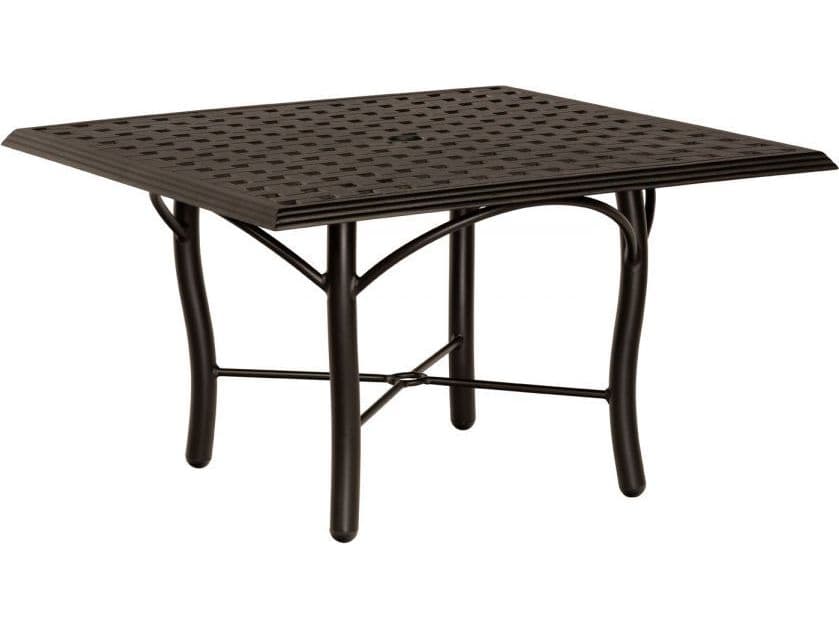 Woodard Thatch Aluminum Square Outdoor Coffee Table with Umbrella Hole