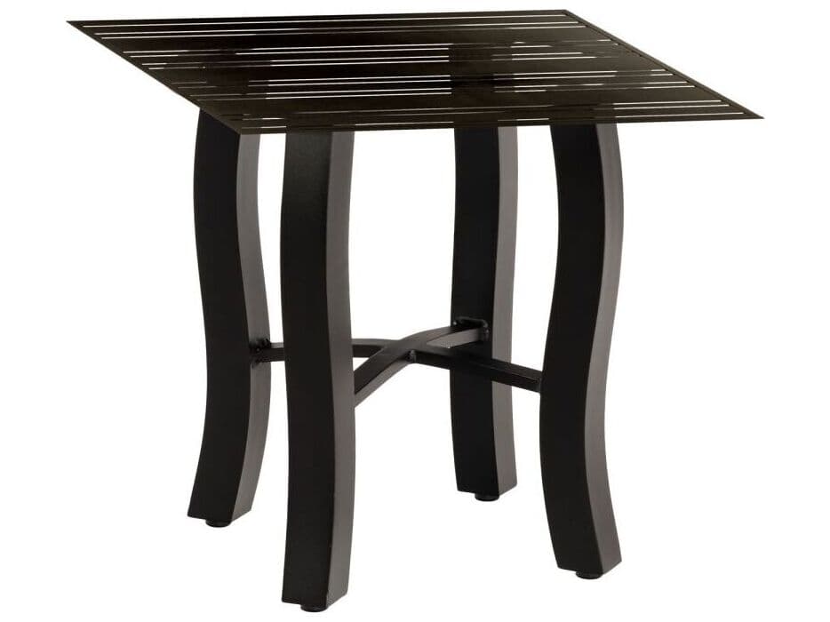 Woodard Tri-slat Aluminum Square Patio End Table in Carson Base
