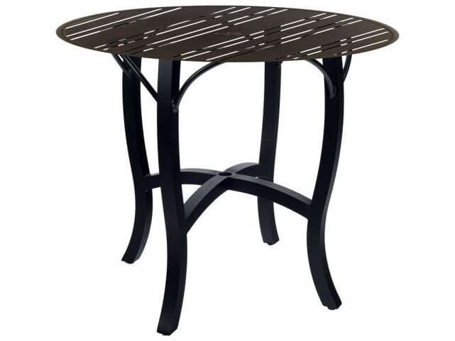 Woodard Tri-slat Aluminum Round Counter Height with Umbrella Hole in Carson Base