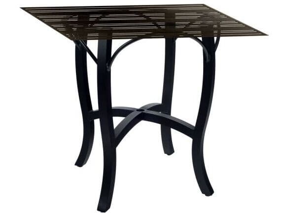 Woodard Tri-slat Aluminum Square Counter Height with Umbrella Hole in Carson Base