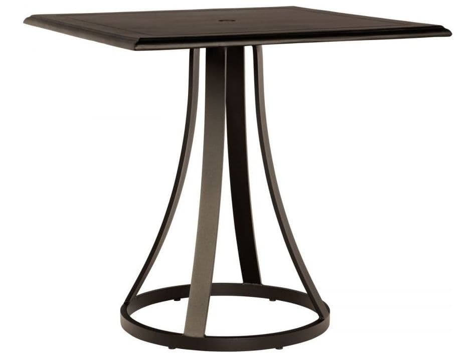 Woodard Solid Cast Aluminum Square Patio Counter Table with Umbrella Hole