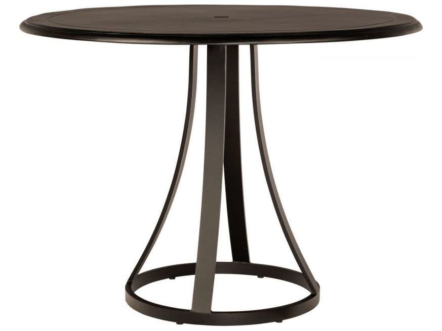 Woodard Solid Cast Aluminum Round Outdoor Counter Table with Umbrella Hole