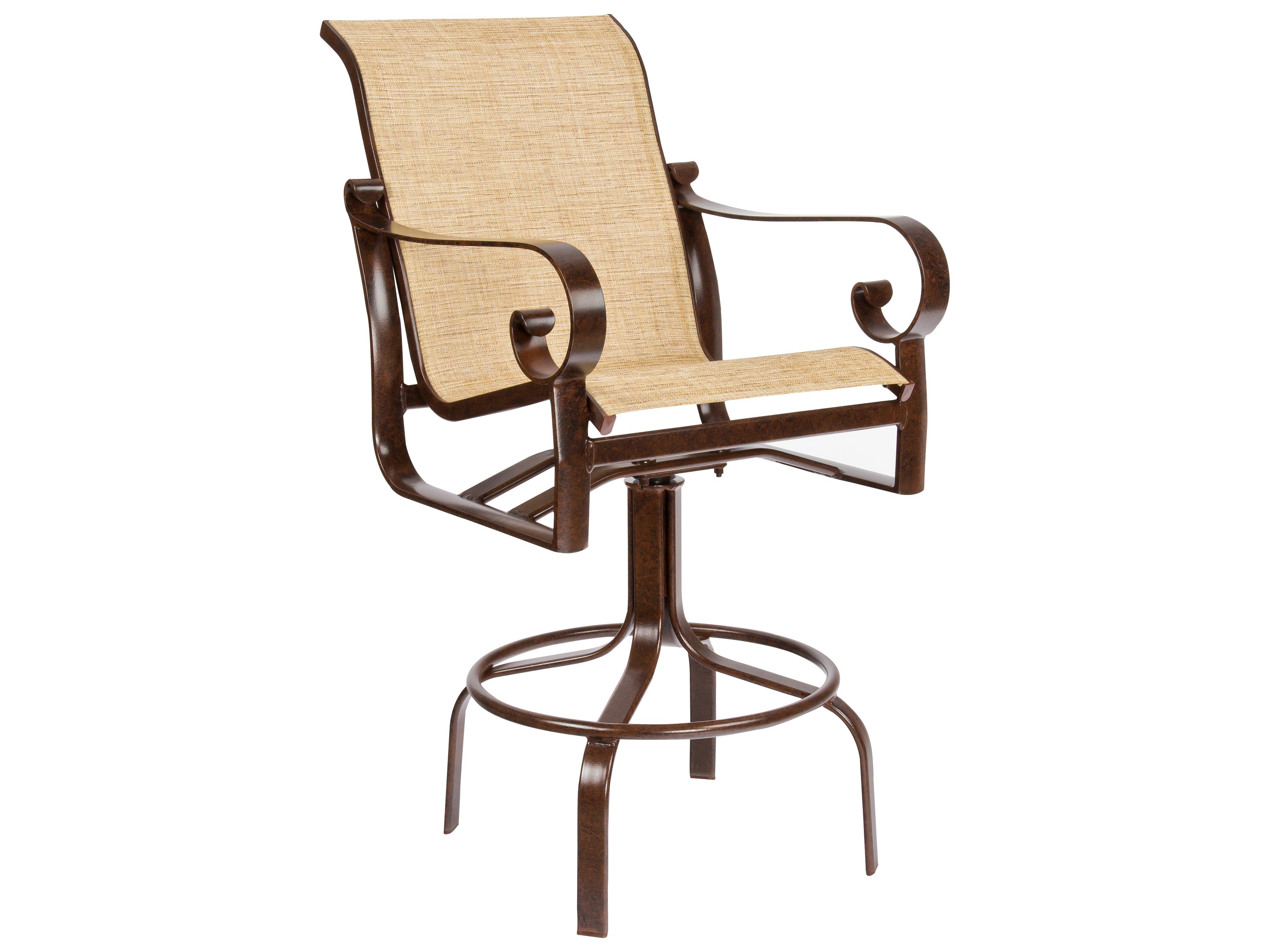 Woodard Belden Sling Aluminum Swivel Outdoor Bar Stool