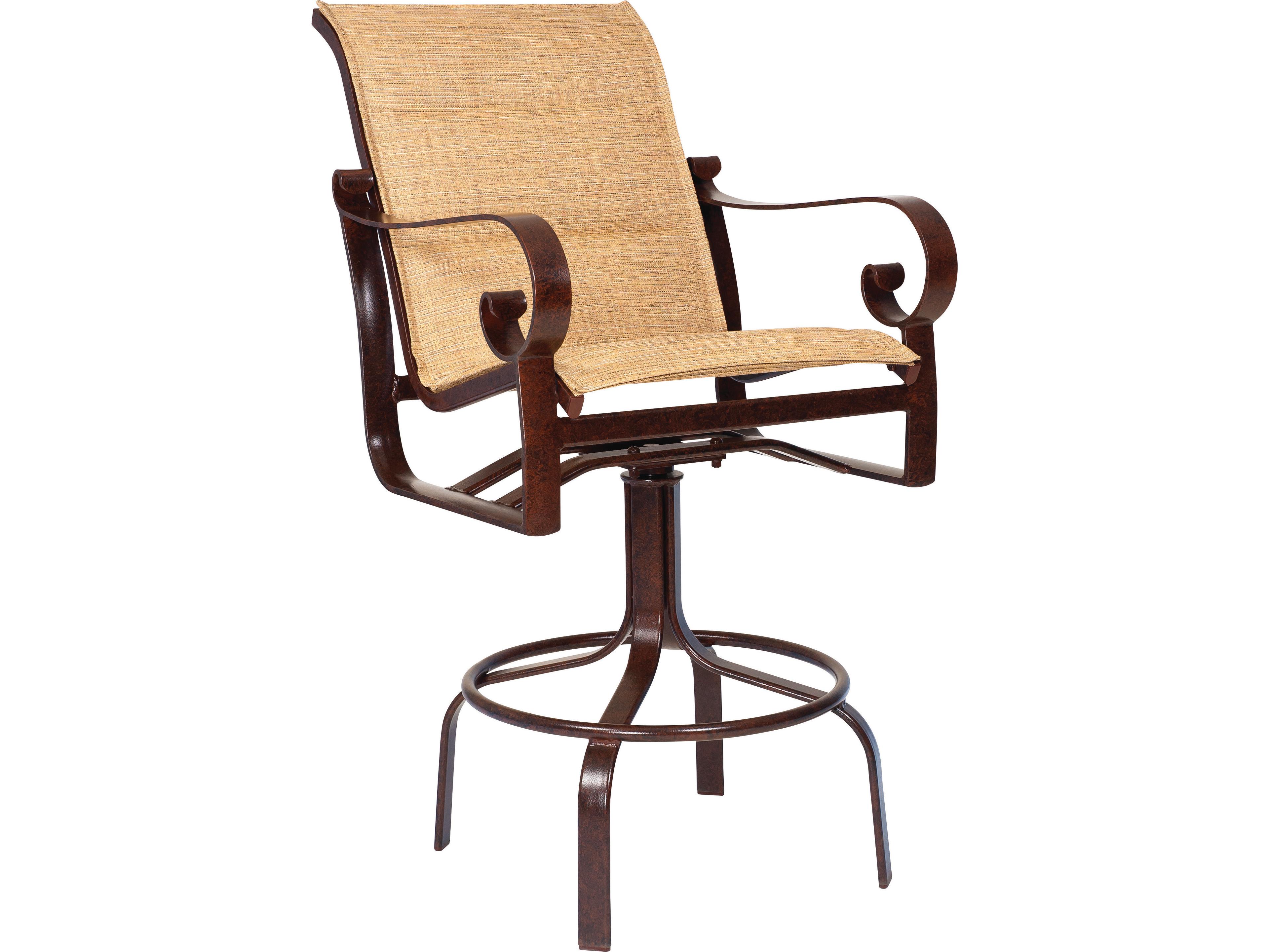 Woodard Belden Padded Sling Aluminum Swivel Outdoor Patio Bar Stool