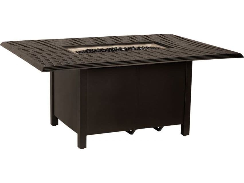 Woodard Thatch Aluminum Rectangular Chat Height Outdoor Patio Fire Pit Table