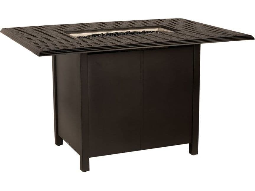 Woodard Thatch Aluminum Rectangular Coffee Height Outdoor Patio Fire Pit Table
