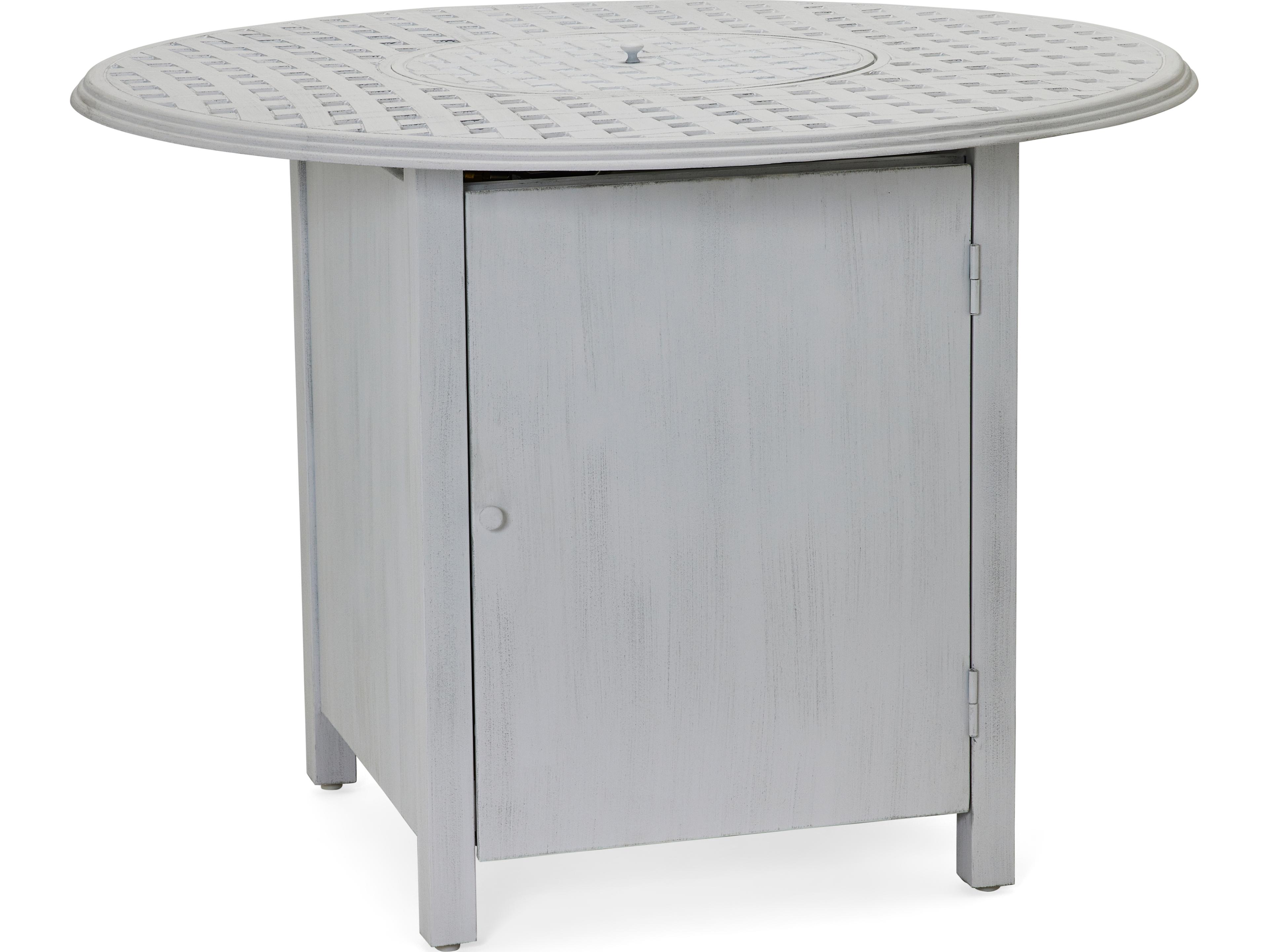 Woodard Thatch Cast Aluminum Round Counter Height Outdoor Fire Pit Table