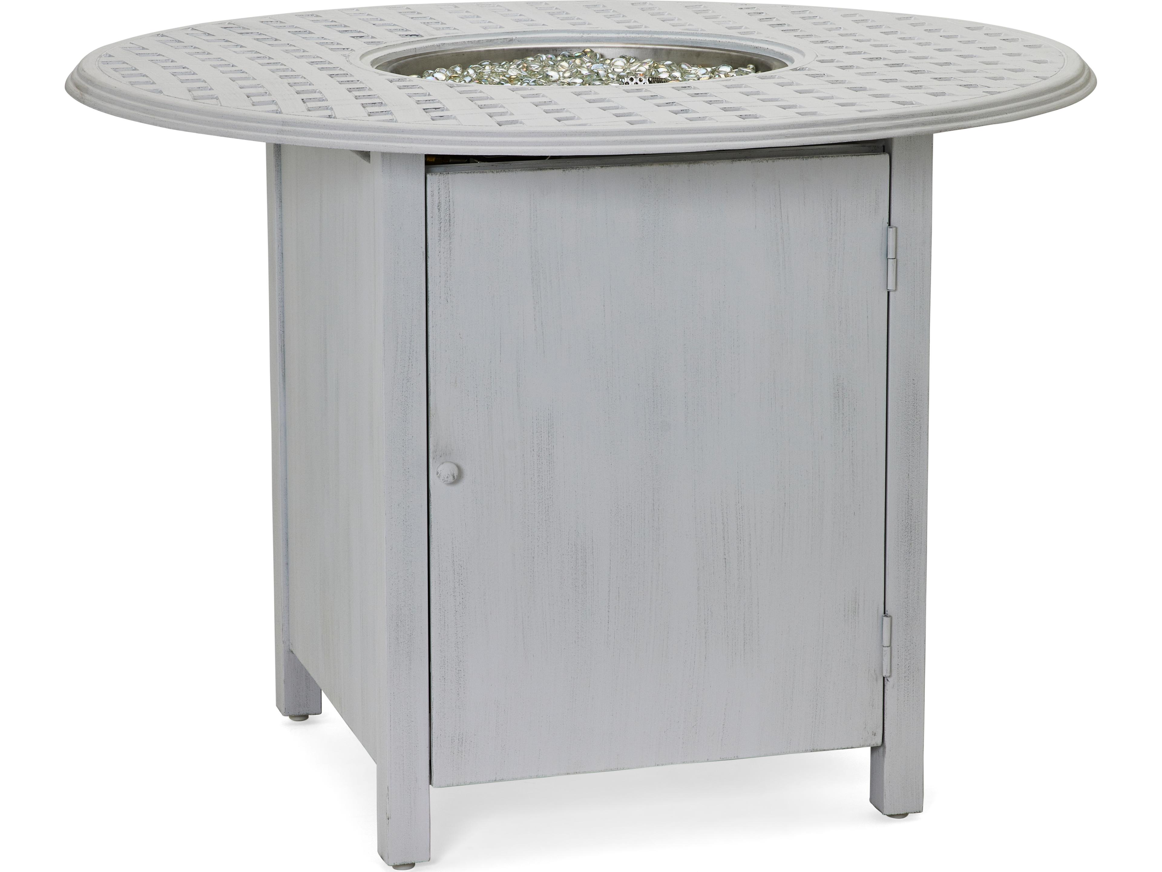 Woodard Thatch Cast Aluminum Round Counter Height Outdoor Fire Pit Table