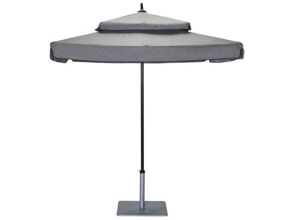 Woodard Canopi Aluminum 6 Foot Square Duplici Marine Pulley Double Tier Patio Umbrella in Marine Fabric