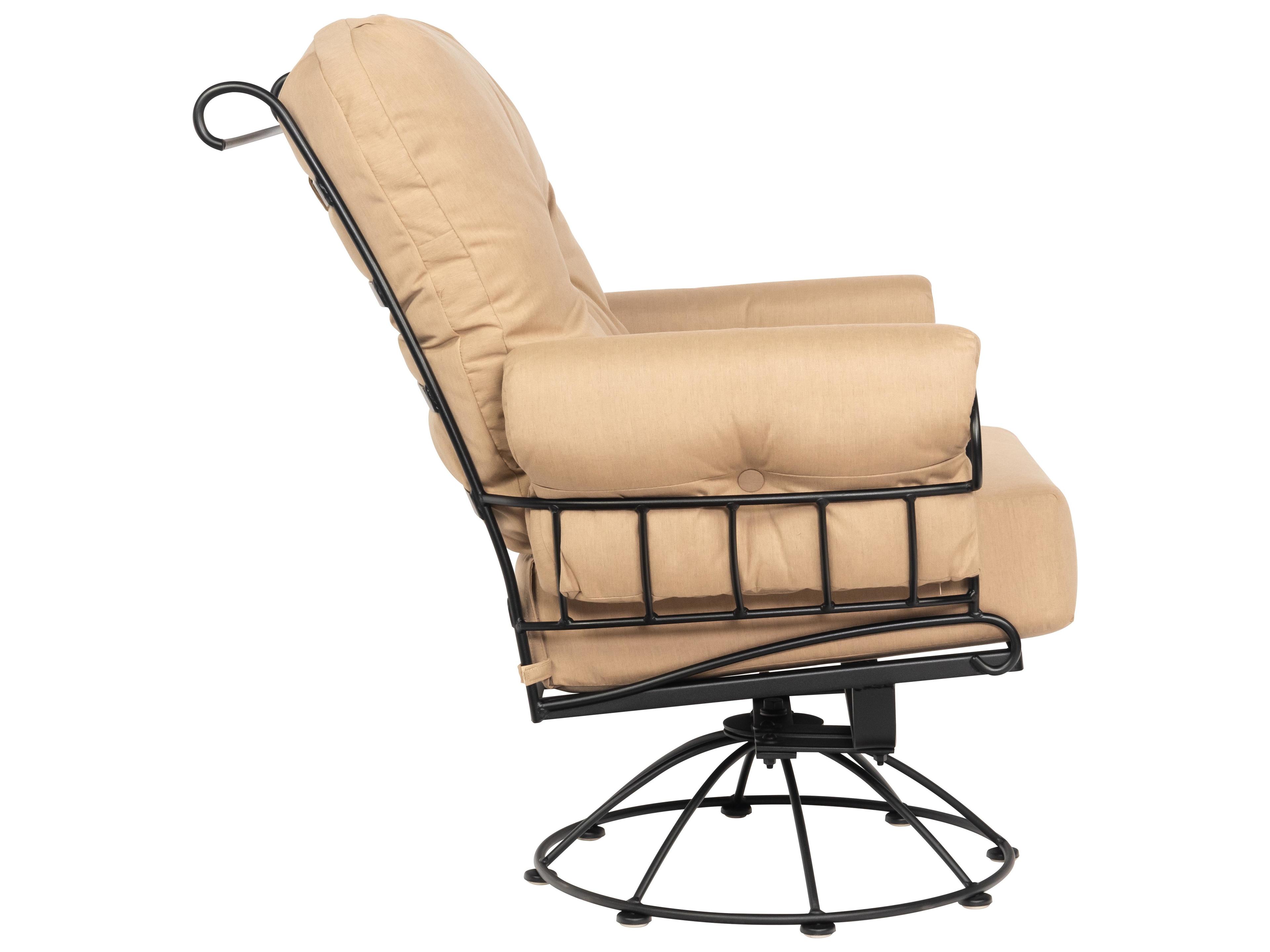 Woodard Terrace Cushion Wrought Iron Smaller Swivel Rocker Outdoor Patio Lounge Chair