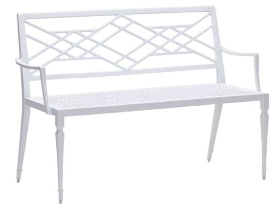 Woodard Alexa Hampton Tuoro Aluminum Patio Bench with Arms
