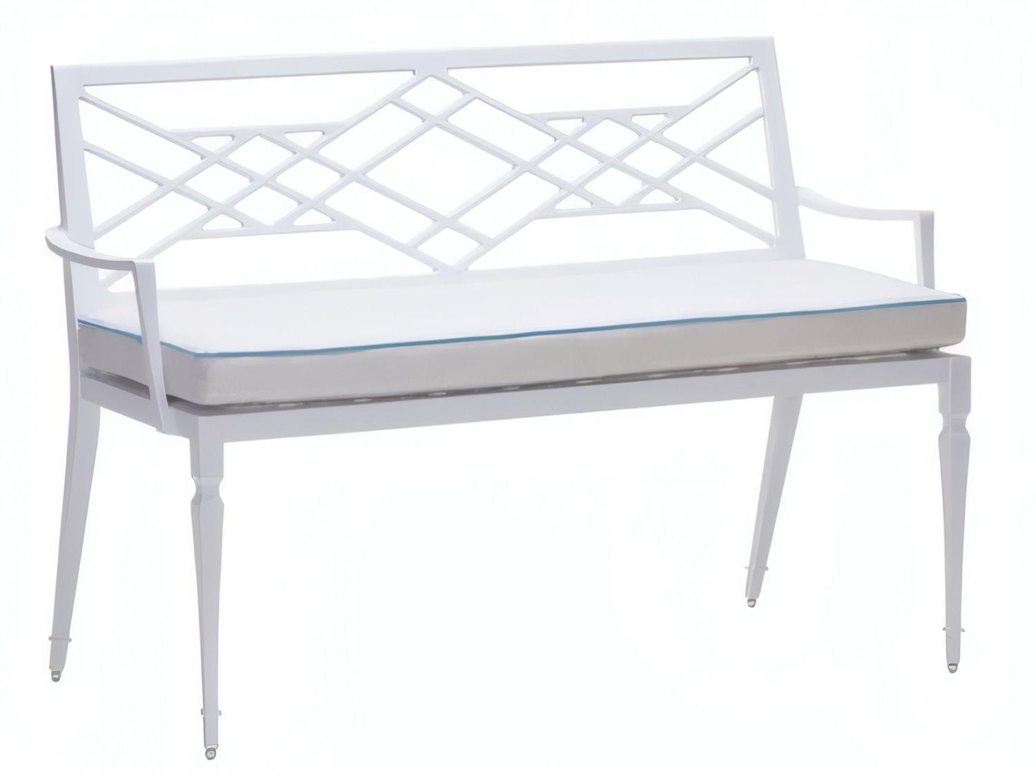 Woodard Alexa Hampton Tuoro Aluminum Outdoor Bench with Arms and Optional Seat Cushion