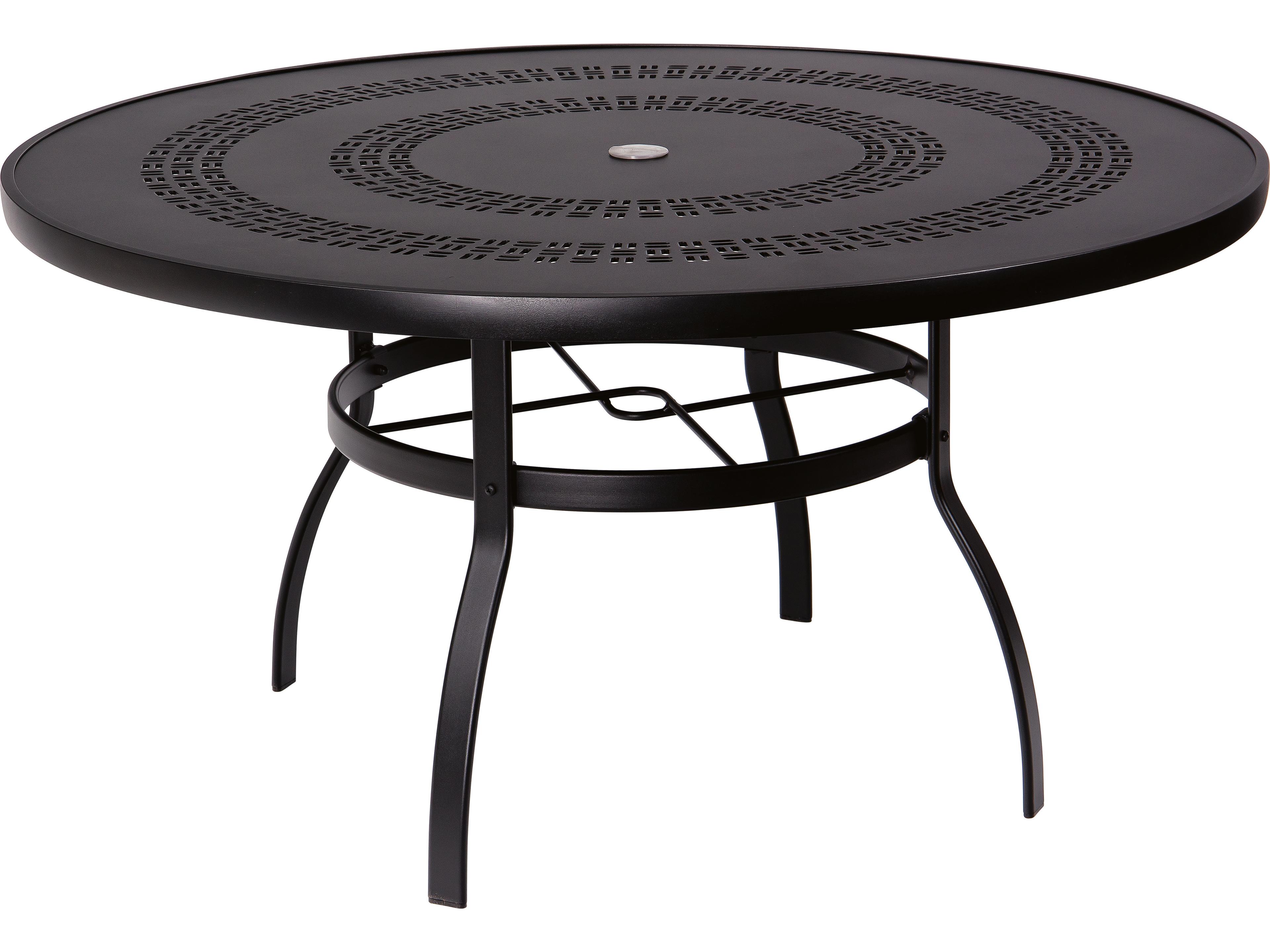 Woodard Aluminum Deluxe Round Trellis Top Table with Umbrella Hole