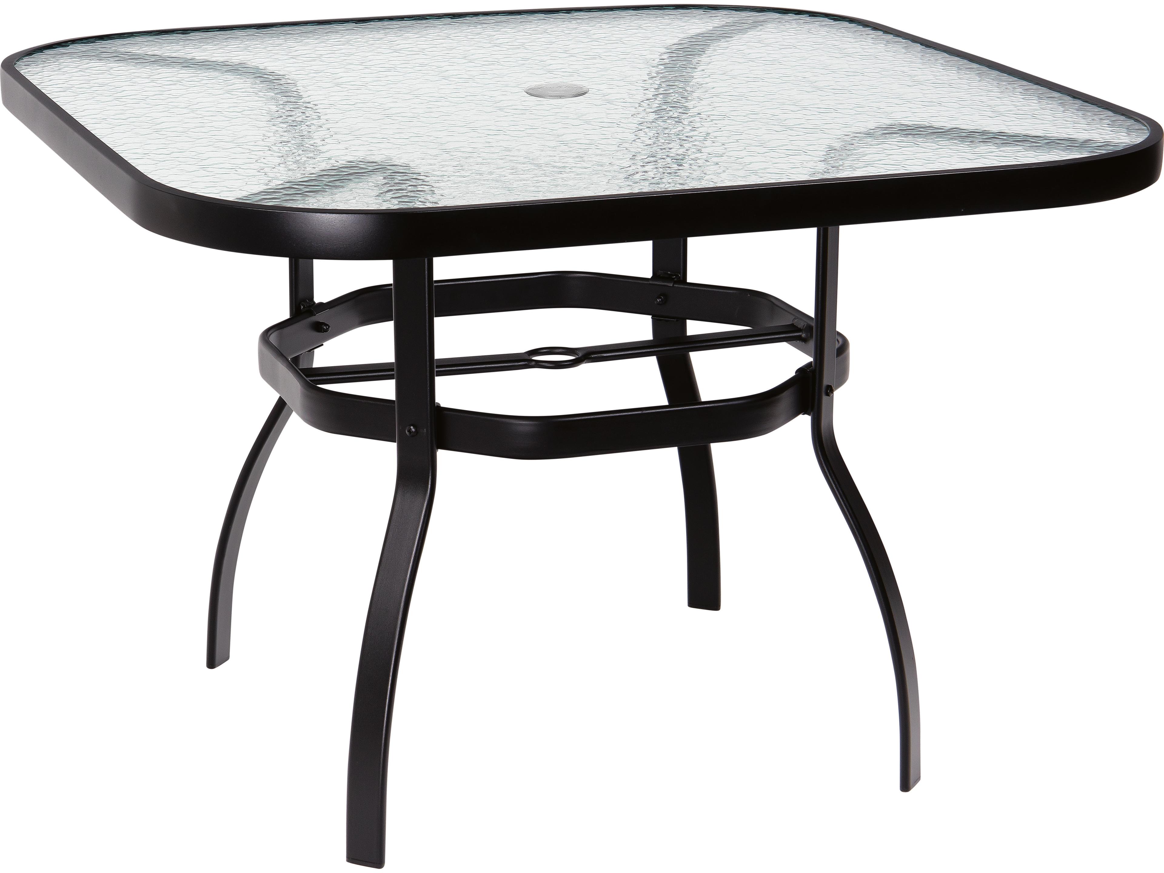 Woodard Aluminum Deluxe Square Obscure Glass Top Table with Umbrella Hole