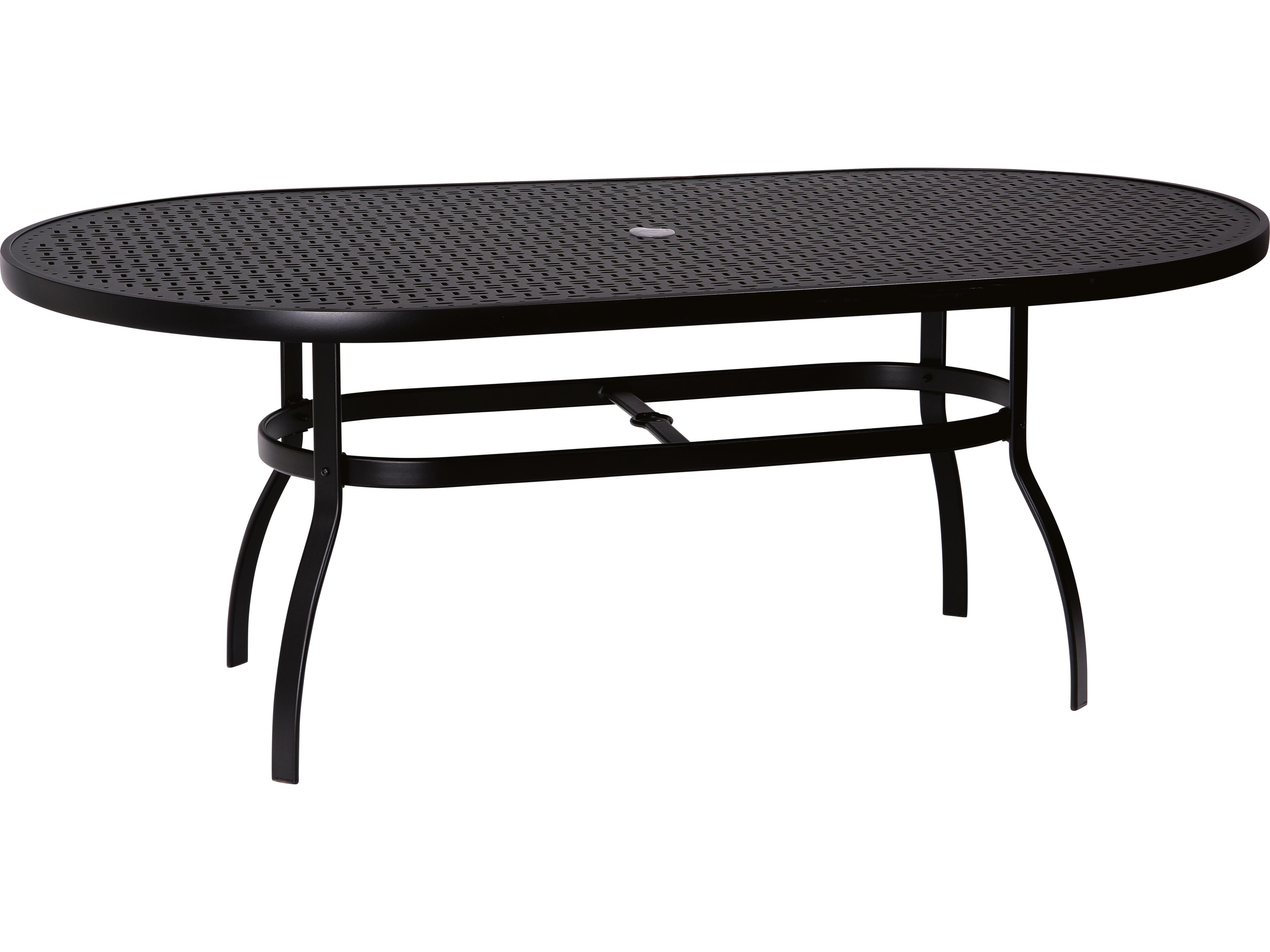 Woodard Aluminum Deluxe Oval Lattice Top Table with Umbrella Hole