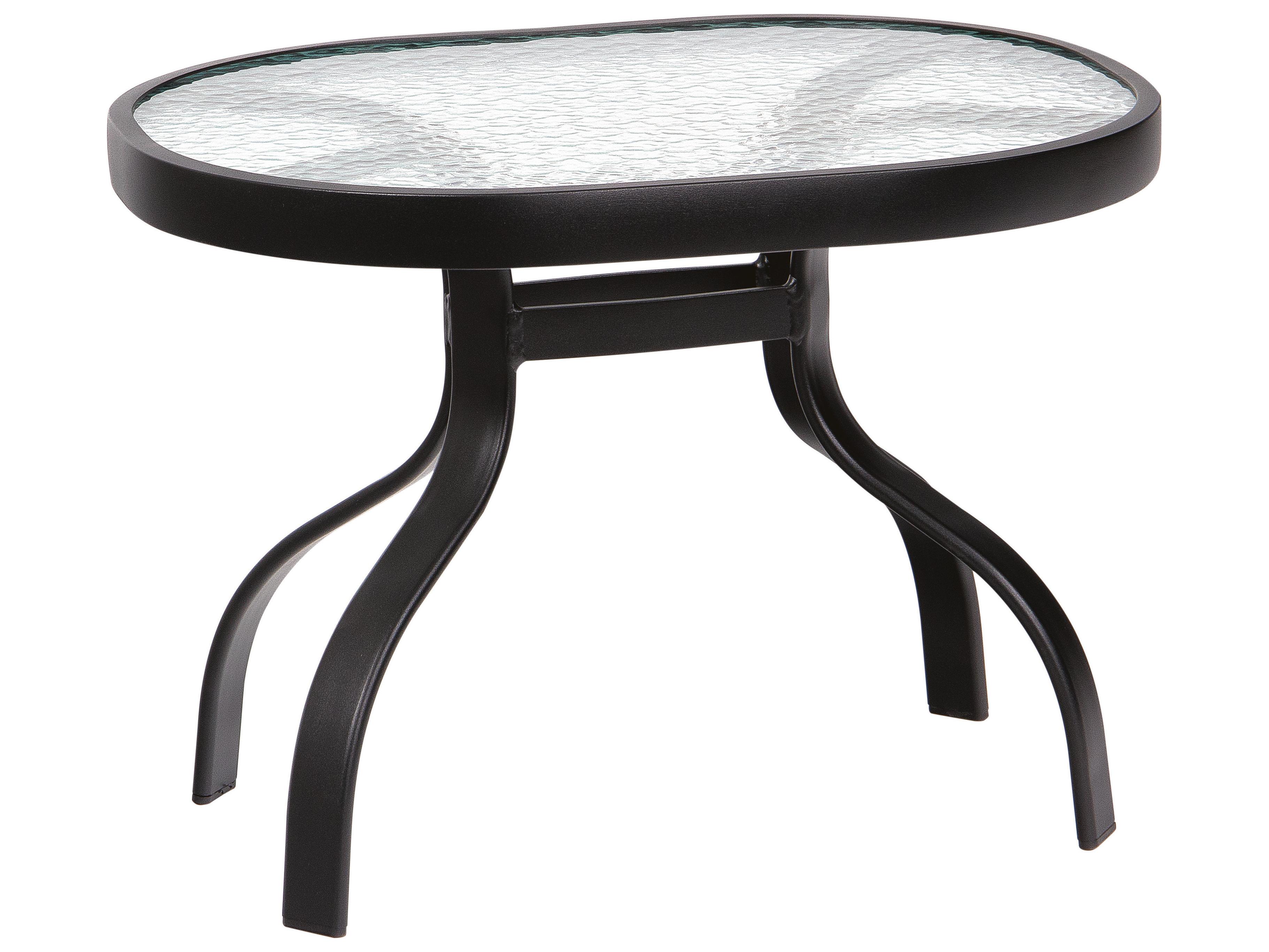Woodard Aluminum Deluxe Rectangular Obscure Glass Top Outdoor Patio End Table