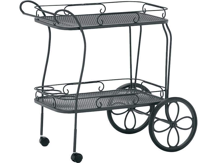 Woodard Wrought Iron Mesh Top Tea Serving Cart with Removable Serving Tray
