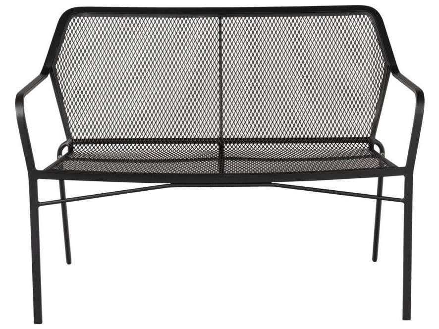 Woodard Delmar Wrought Iron Stackable Outdoor Bench with Optional Seat Cushion