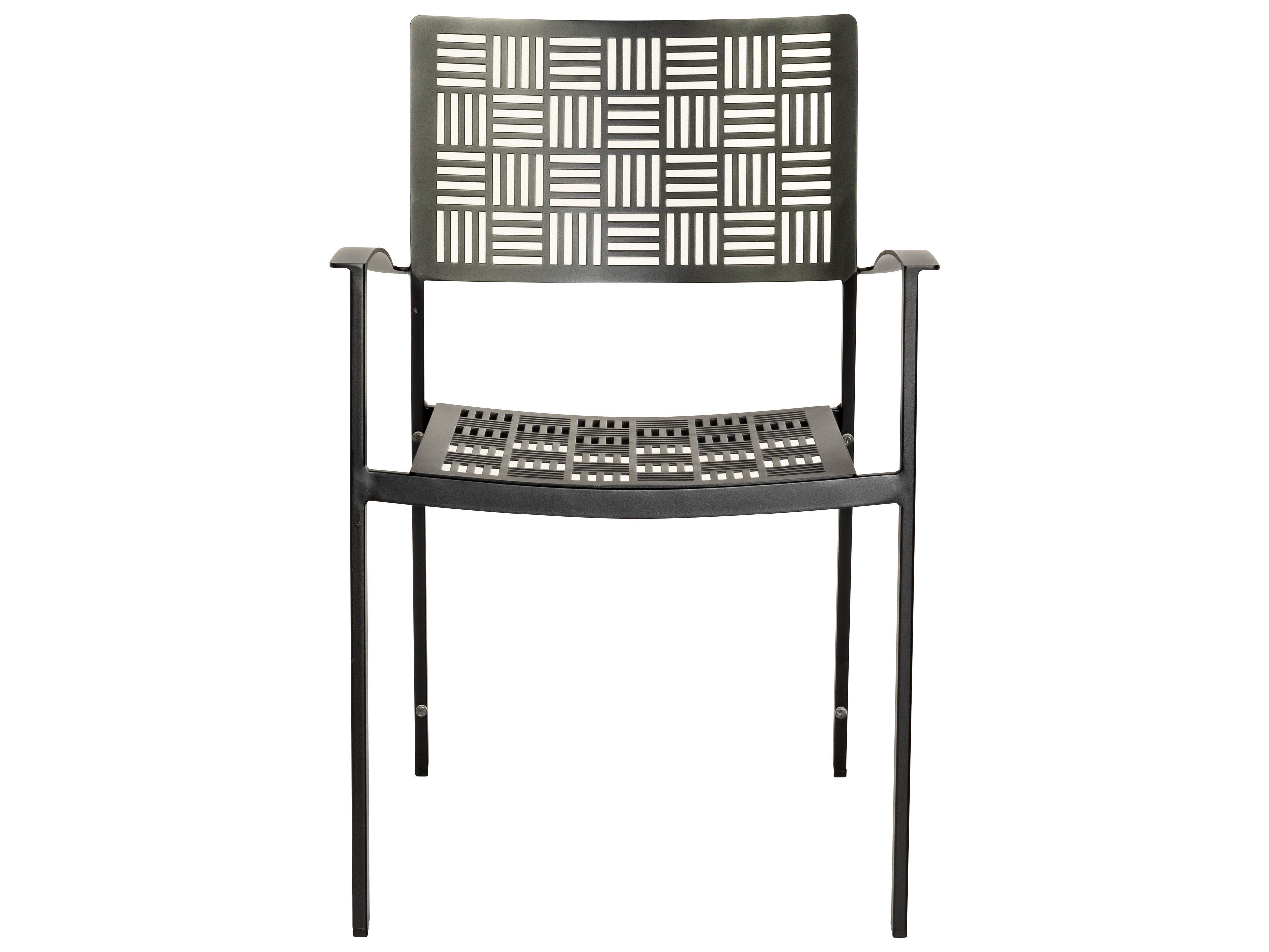 Woodard New Century Wrought Iron Stackable Outdoor Patio Dining Arm Chair