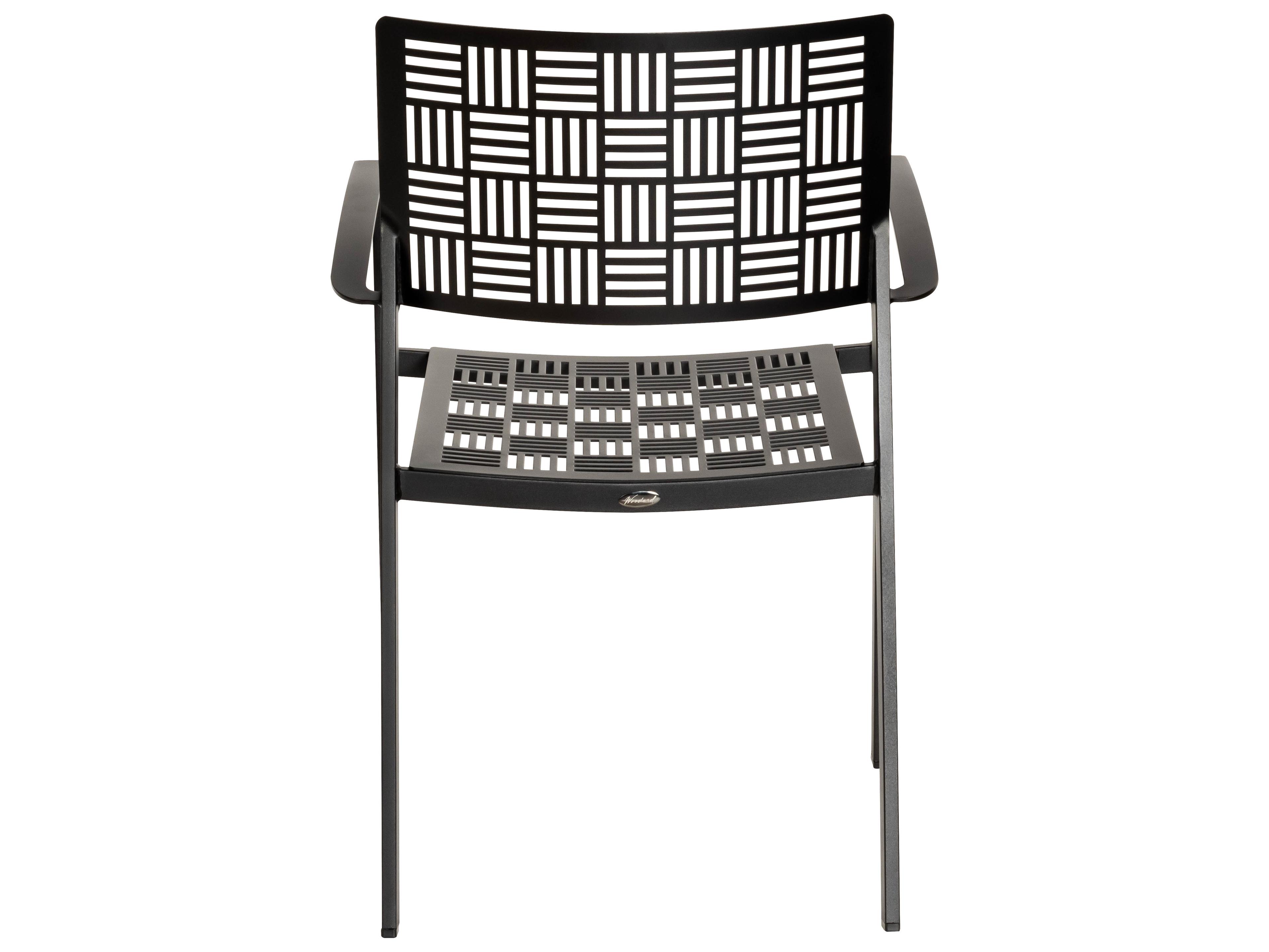 Woodard New Century Wrought Iron Stackable Outdoor Patio Dining Arm Chair