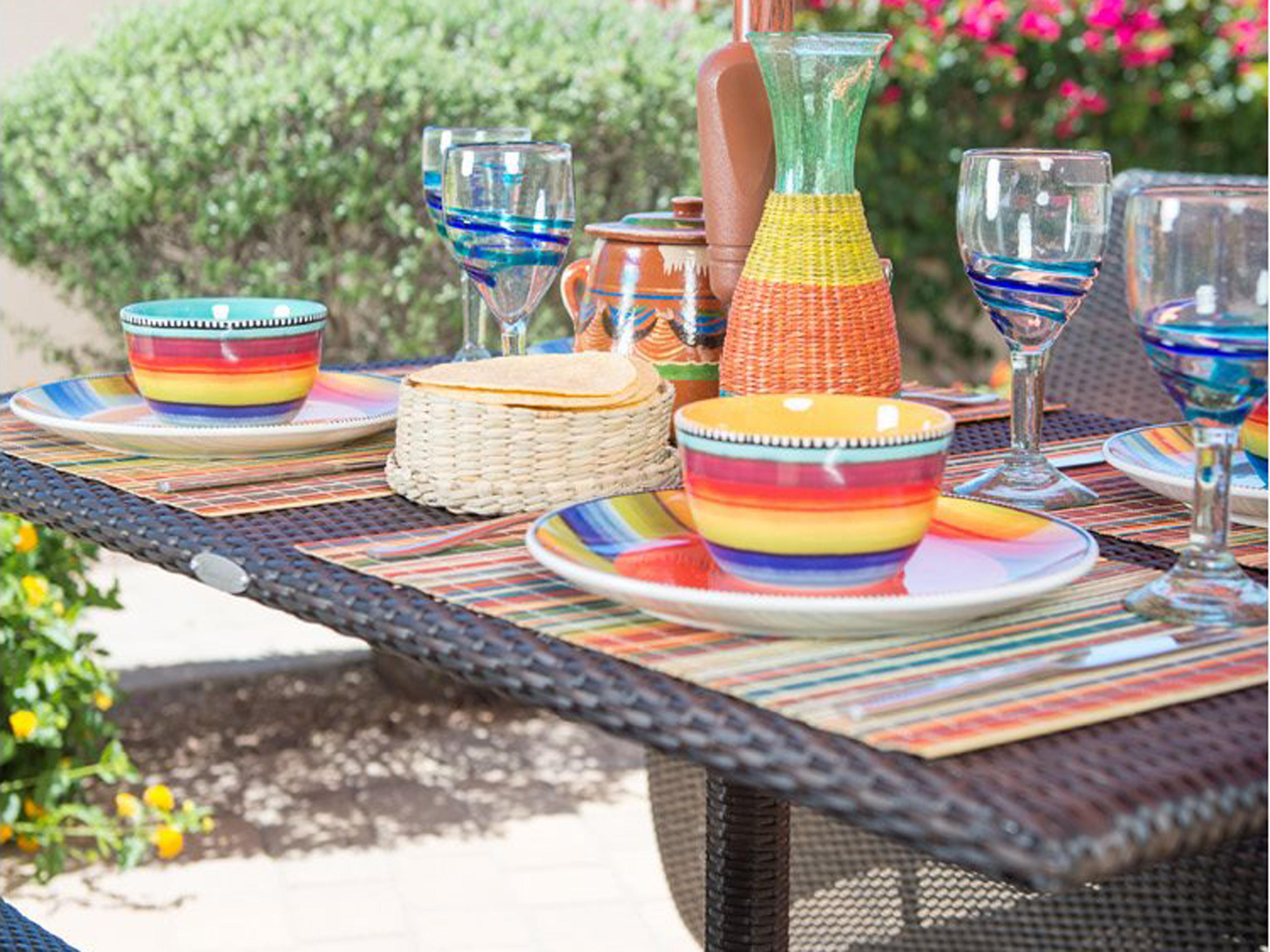 Woodard Whitecraft All Weather Wicker Banquette Outdoor Patio Dining Set