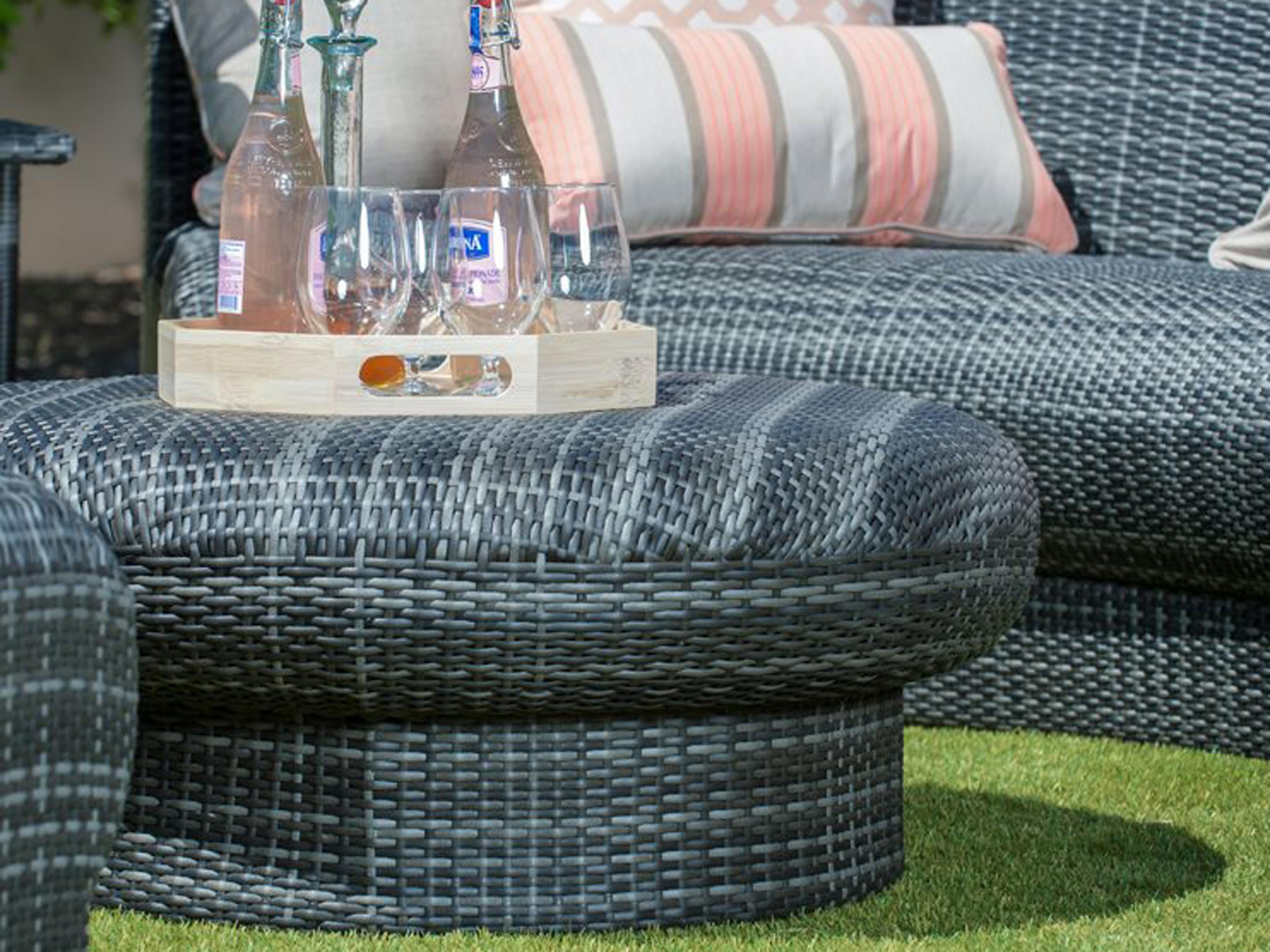 Woodard Geni Wicker Charcoal Gray Curved Outdoor Patio Lounge Set