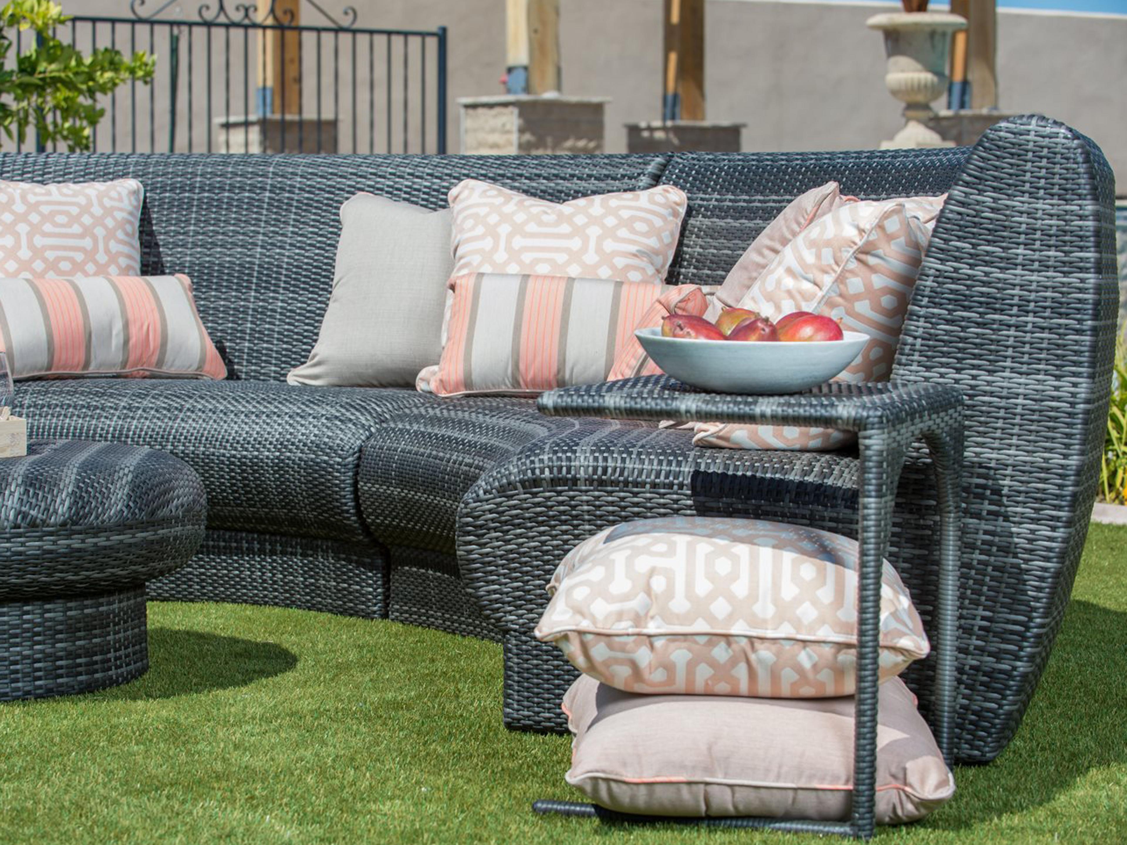 Woodard Geni Wicker Charcoal Gray Curved Outdoor Patio Lounge Set