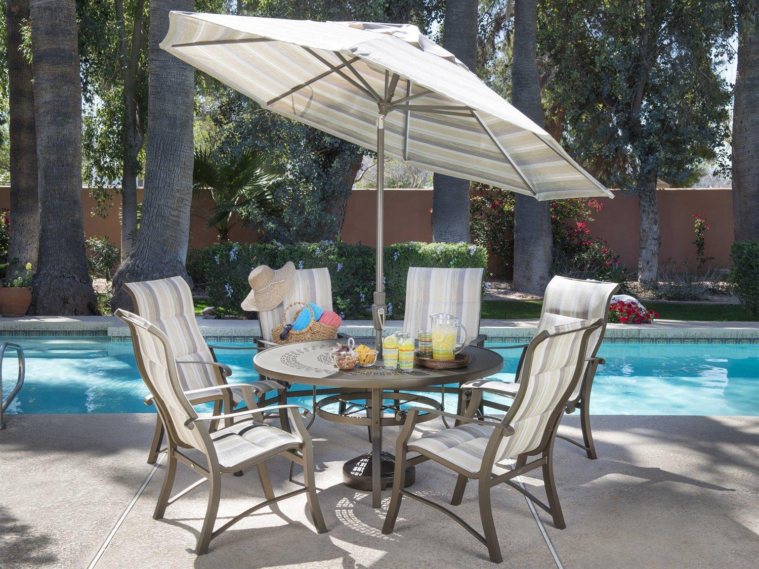 Woodard Cortland Padded Sling Aluminum Outdoor Patio Dining Set