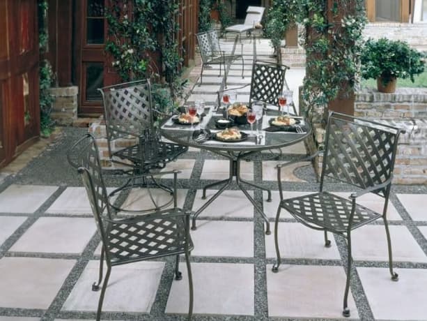 Woodard Maddox Wrought Iron Outdoor Patio Dining Set