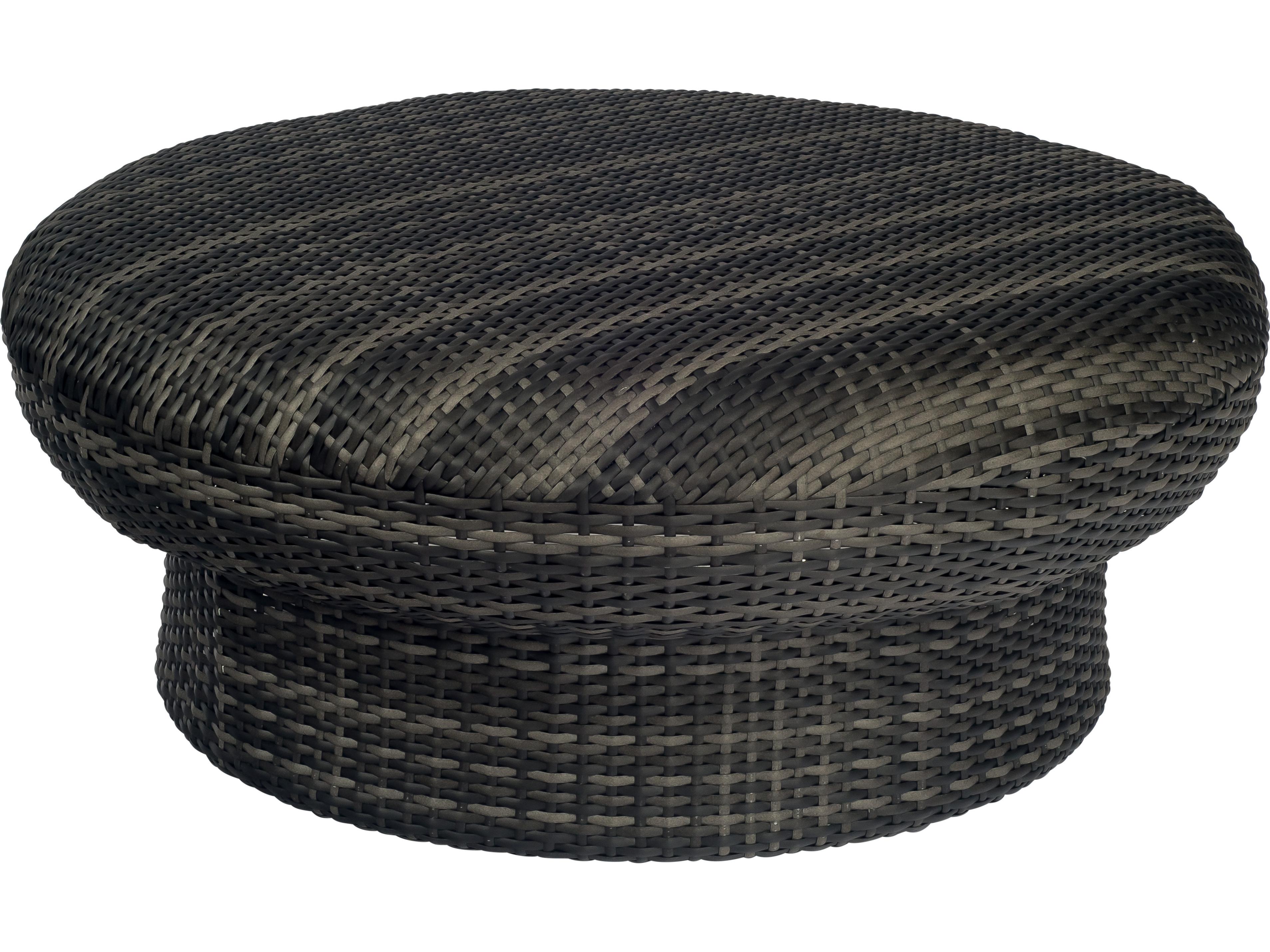Woodard Geni Wicker Charcoal Gray Genie Patio Ottoman/Coffee Table